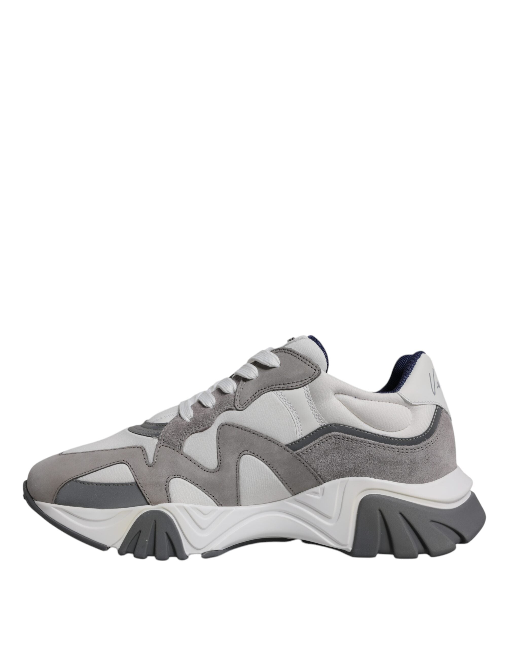 Versace Grå Läder Neopren Chunky Låga Squalo Sneakers Skor
