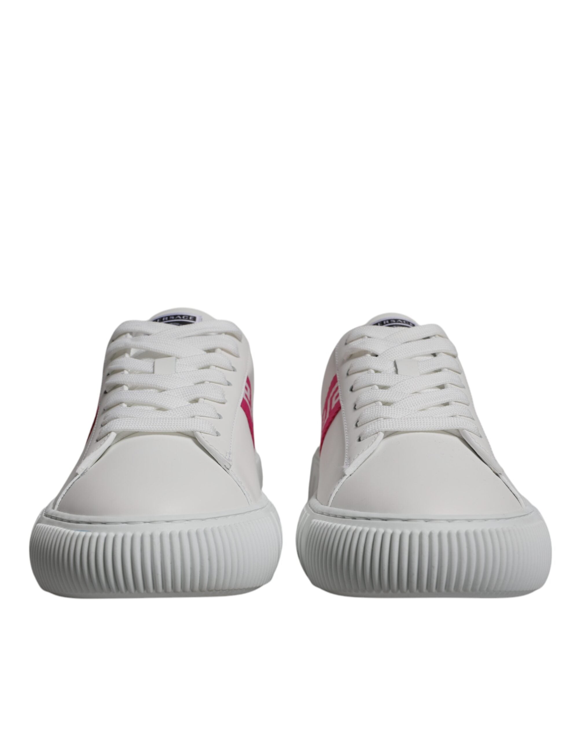 Versace Vita Rosa Greca Mönstrade Platå Låga Sneakers Skor