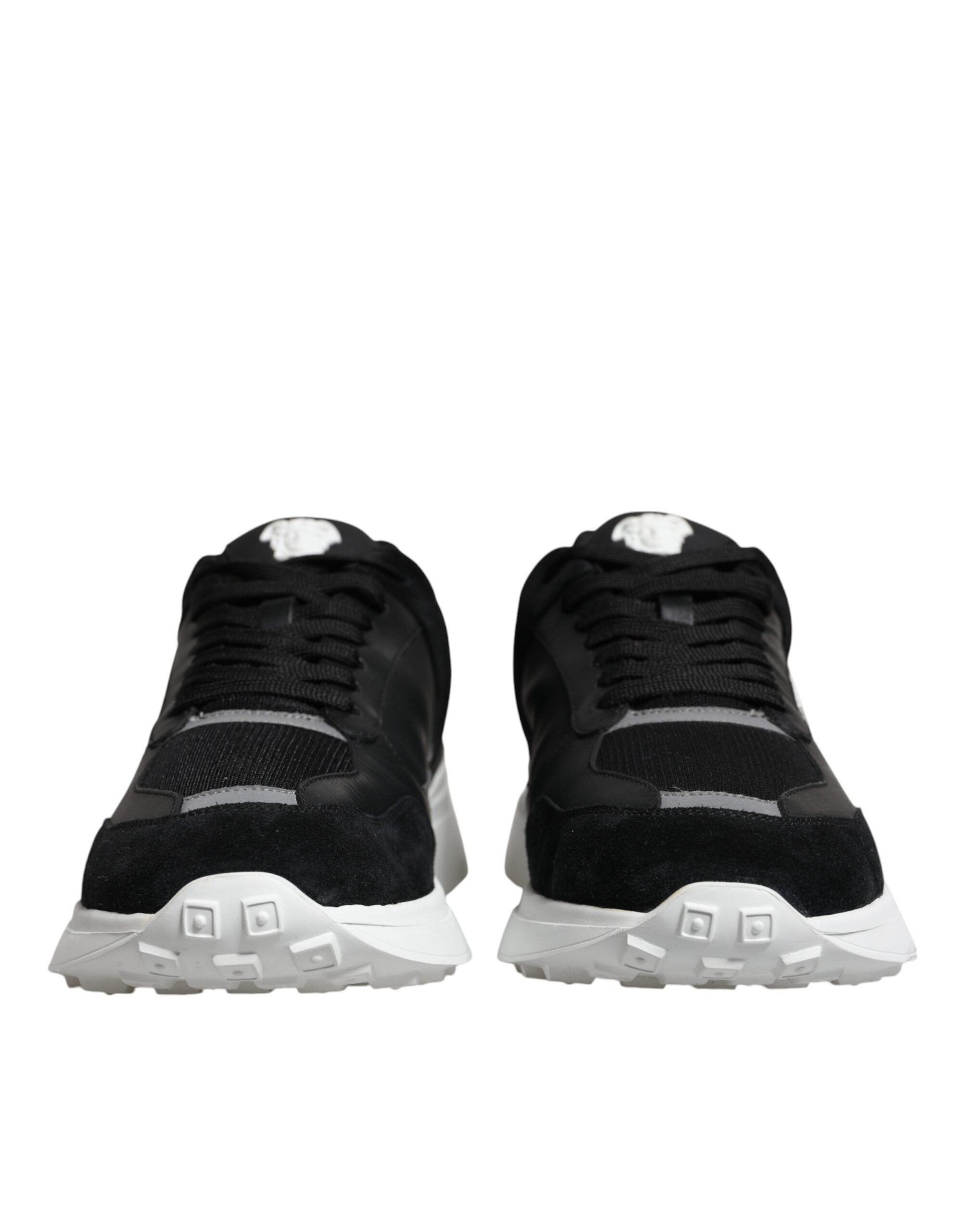 Versace Svarta Canvas Quad Fabric Medusa Låga Sneakers