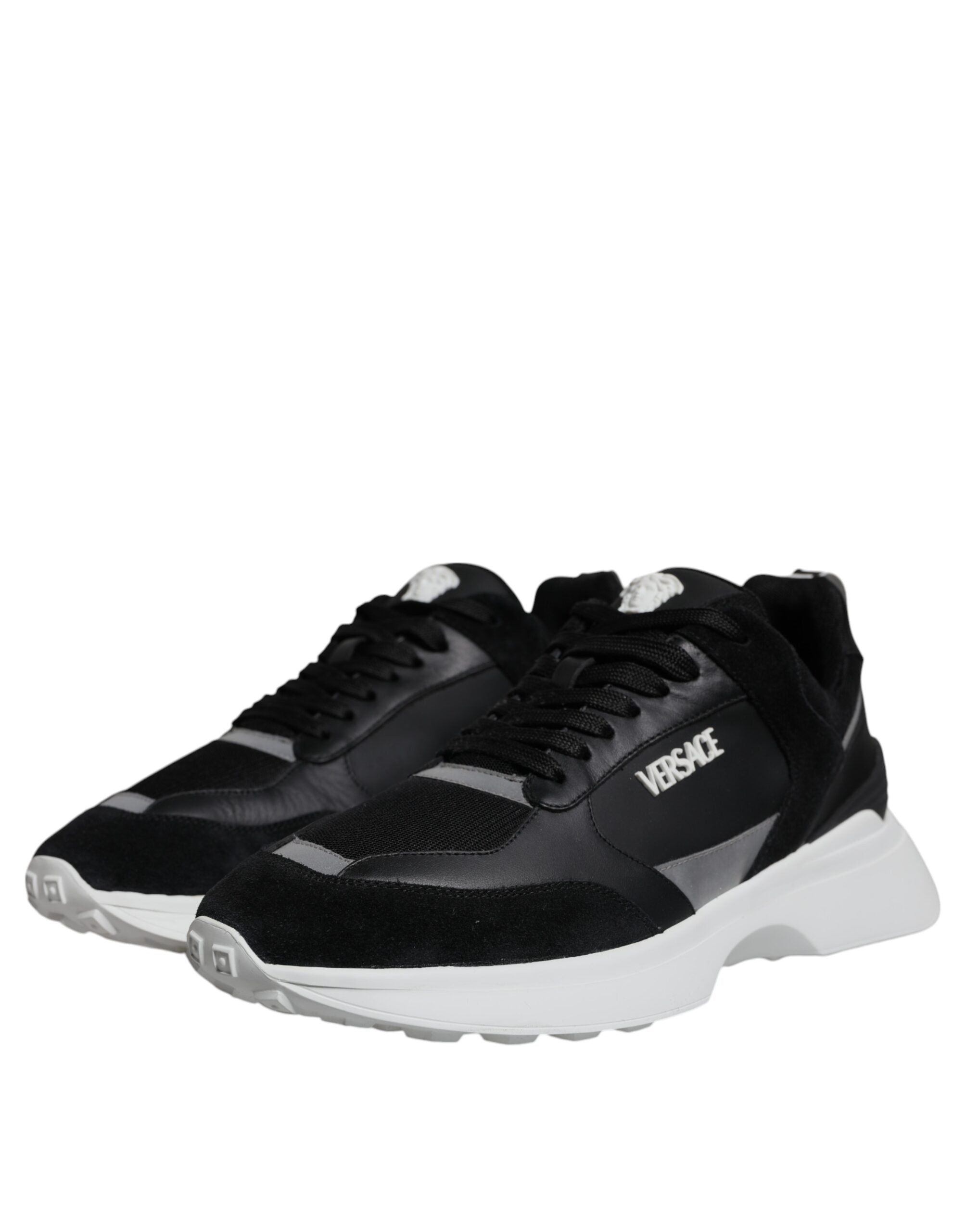 Versace Svarta Canvas Quad Fabric Medusa Låga Sneakers