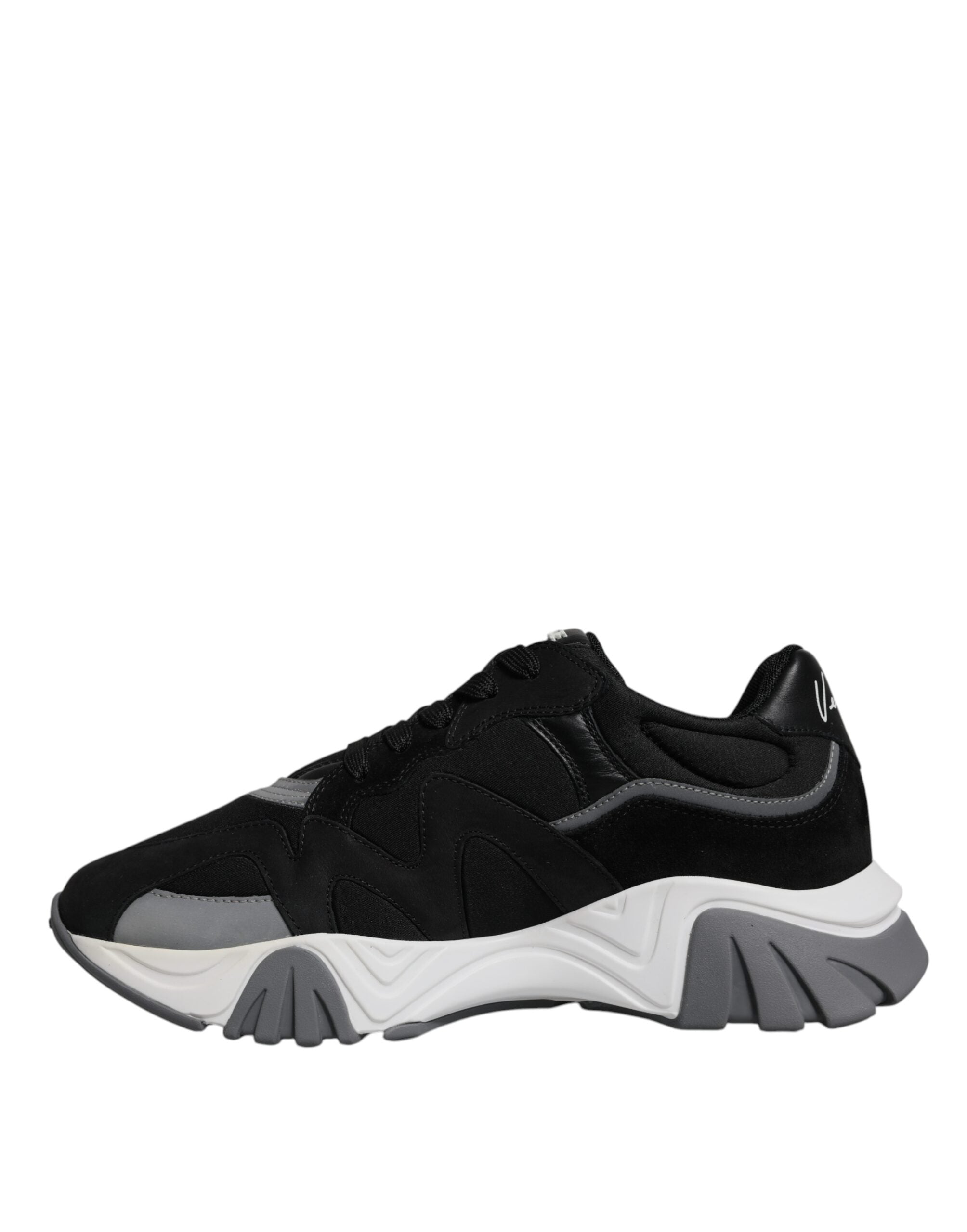 Versace svarta läder neopren chunky låga sneakers Squalo skor