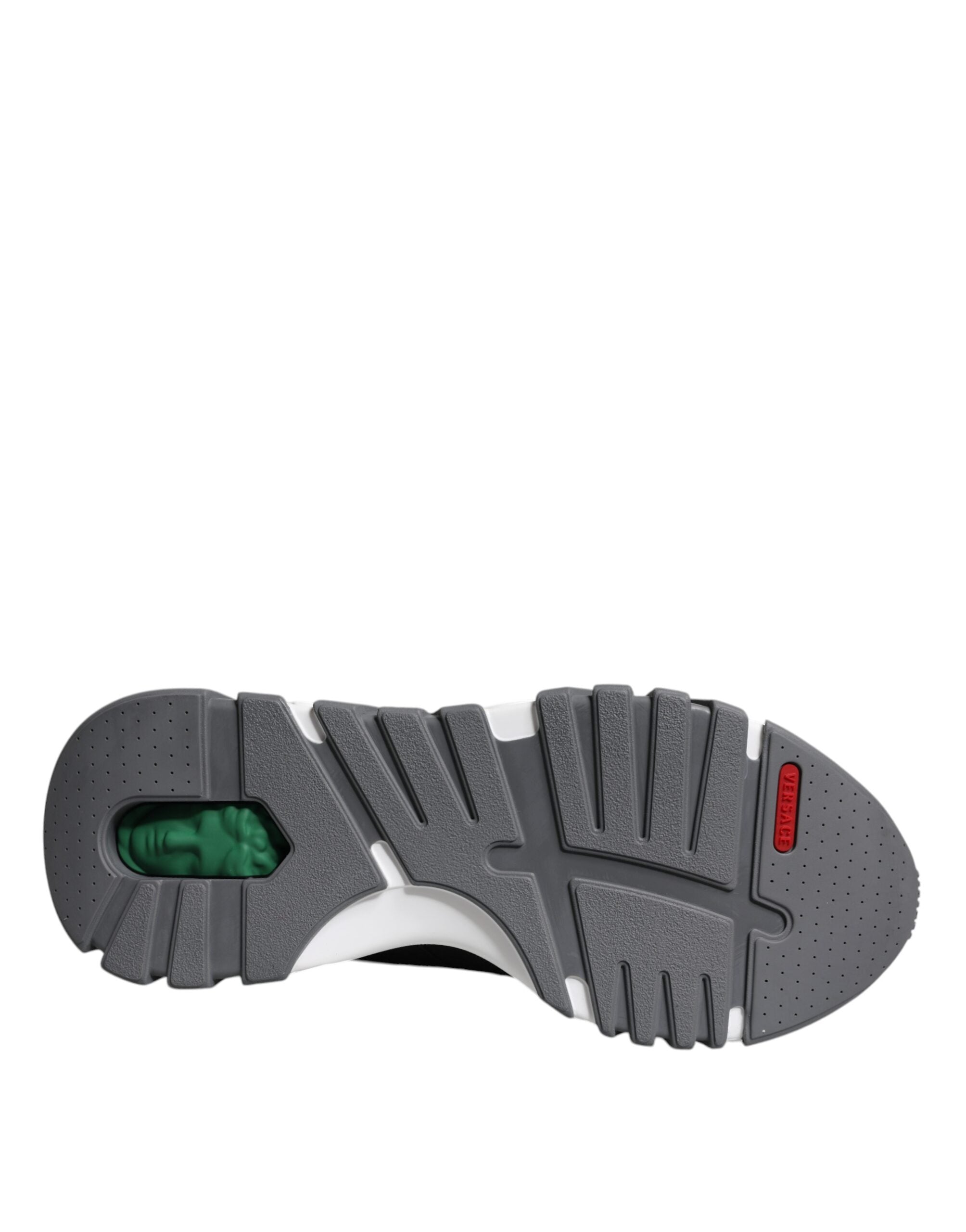 Versace svarta läder neopren chunky låga sneakers Squalo skor