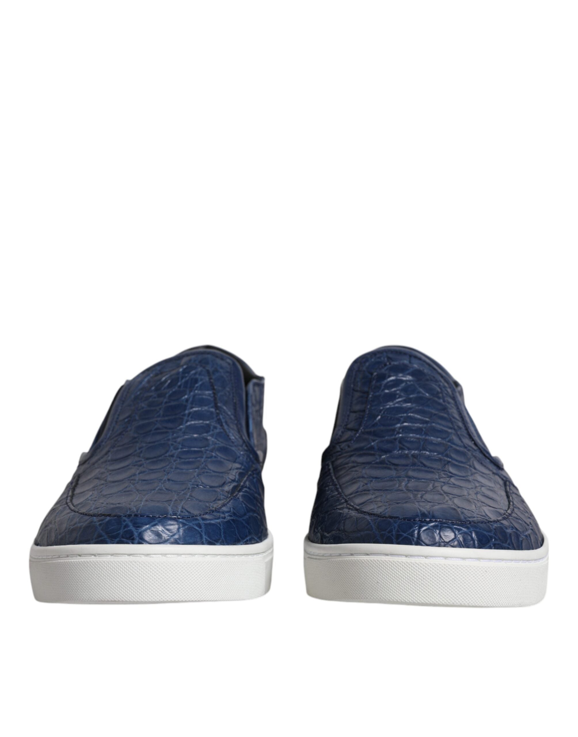 Dolce & Gabbana Blå Krokodil Exotisk Läder Herr Sneakers Skor