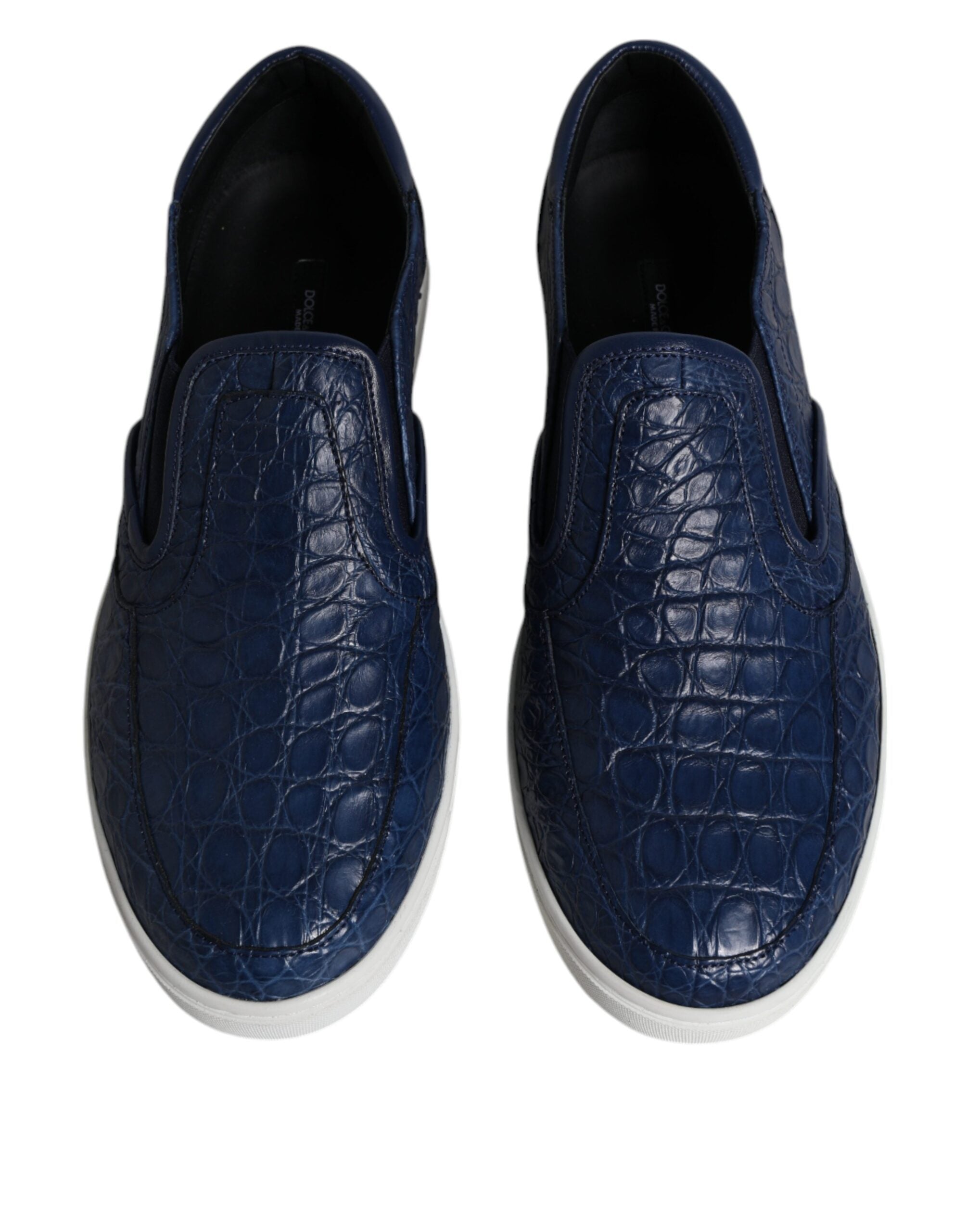 Dolce & Gabbana Blå Krokodil Exotisk Läder Herr Sneakers Skor