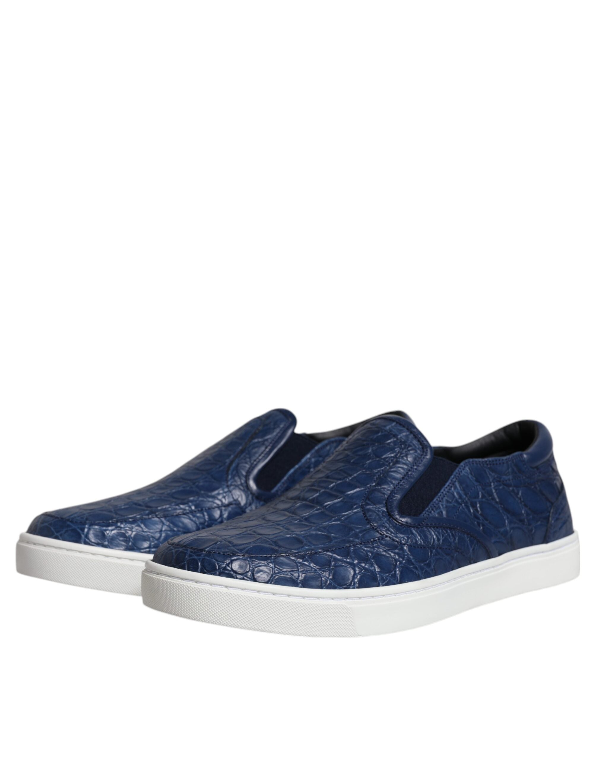 Dolce & Gabbana Blå Krokodil Exotisk Läder Herr Sneakers Skor