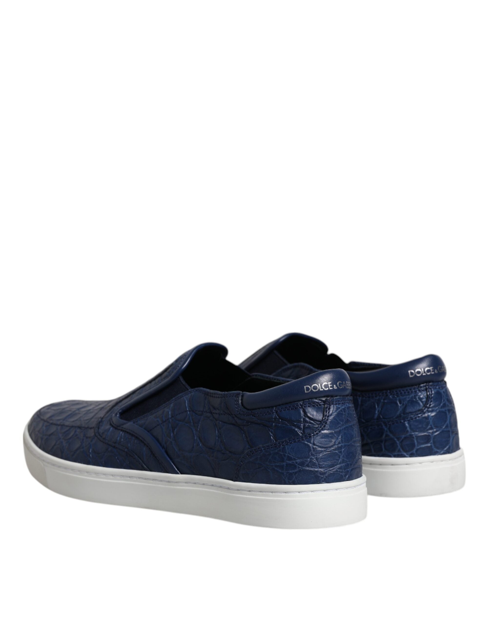 Dolce & Gabbana Blå Krokodil Exotisk Läder Herr Sneakers Skor