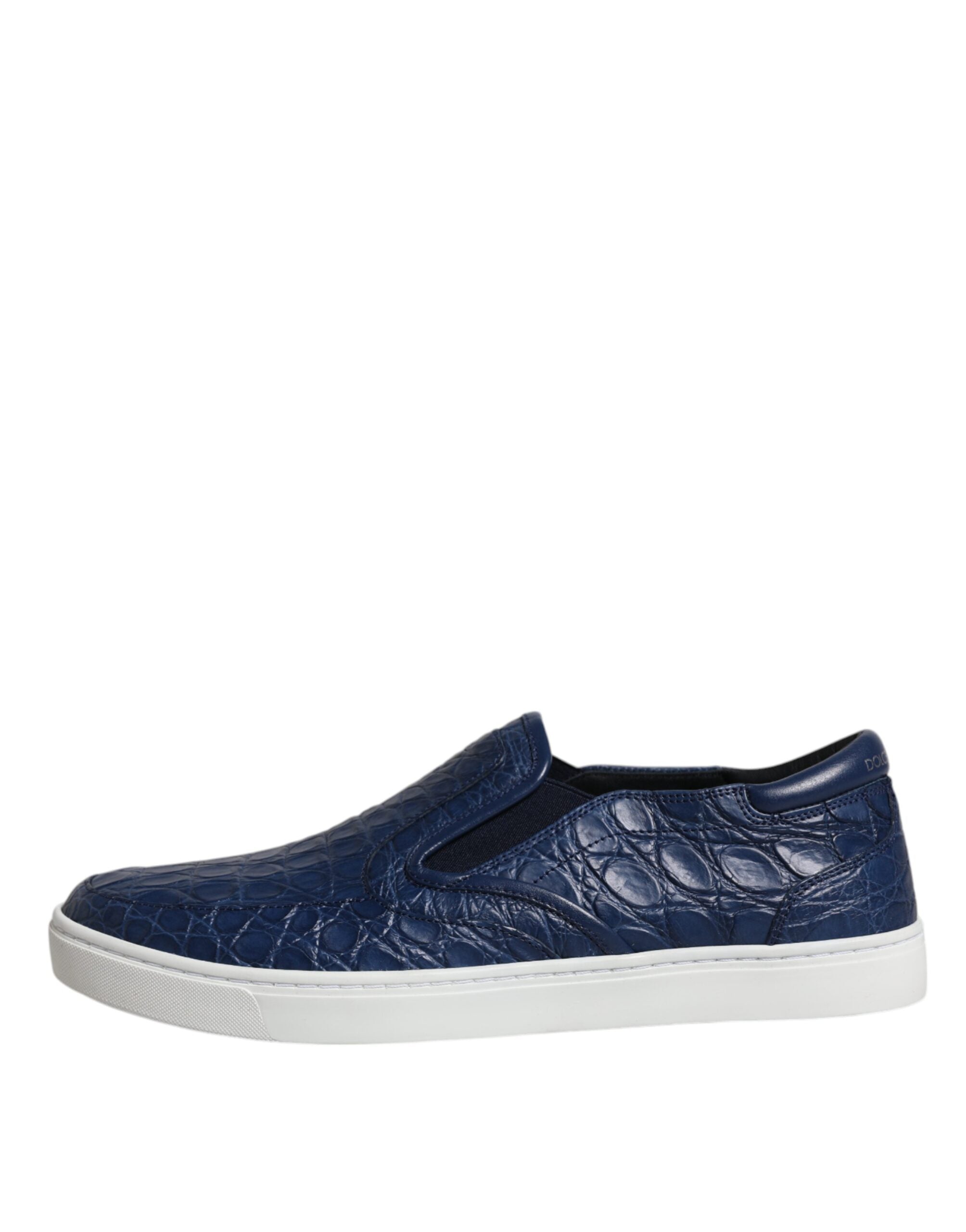 Dolce & Gabbana Blå Krokodil Exotisk Läder Herr Sneakers Skor