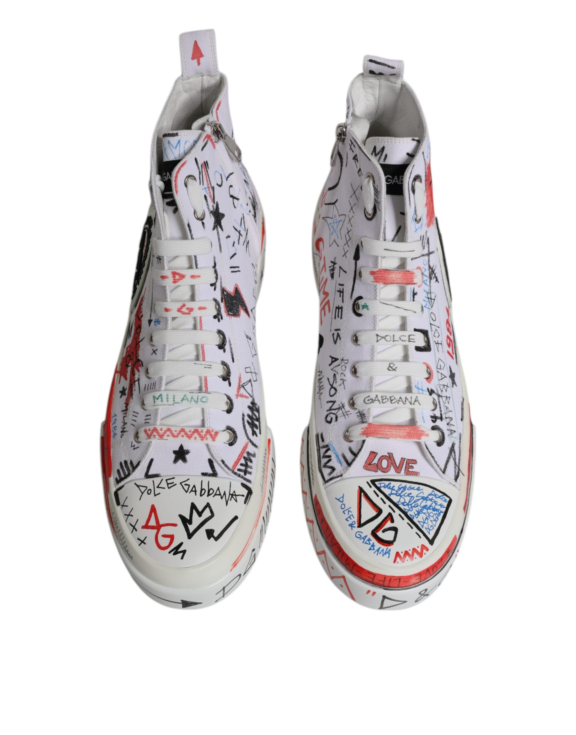 Dolce & Gabbana Vita Bomullsgraffiti Höga Sneakers