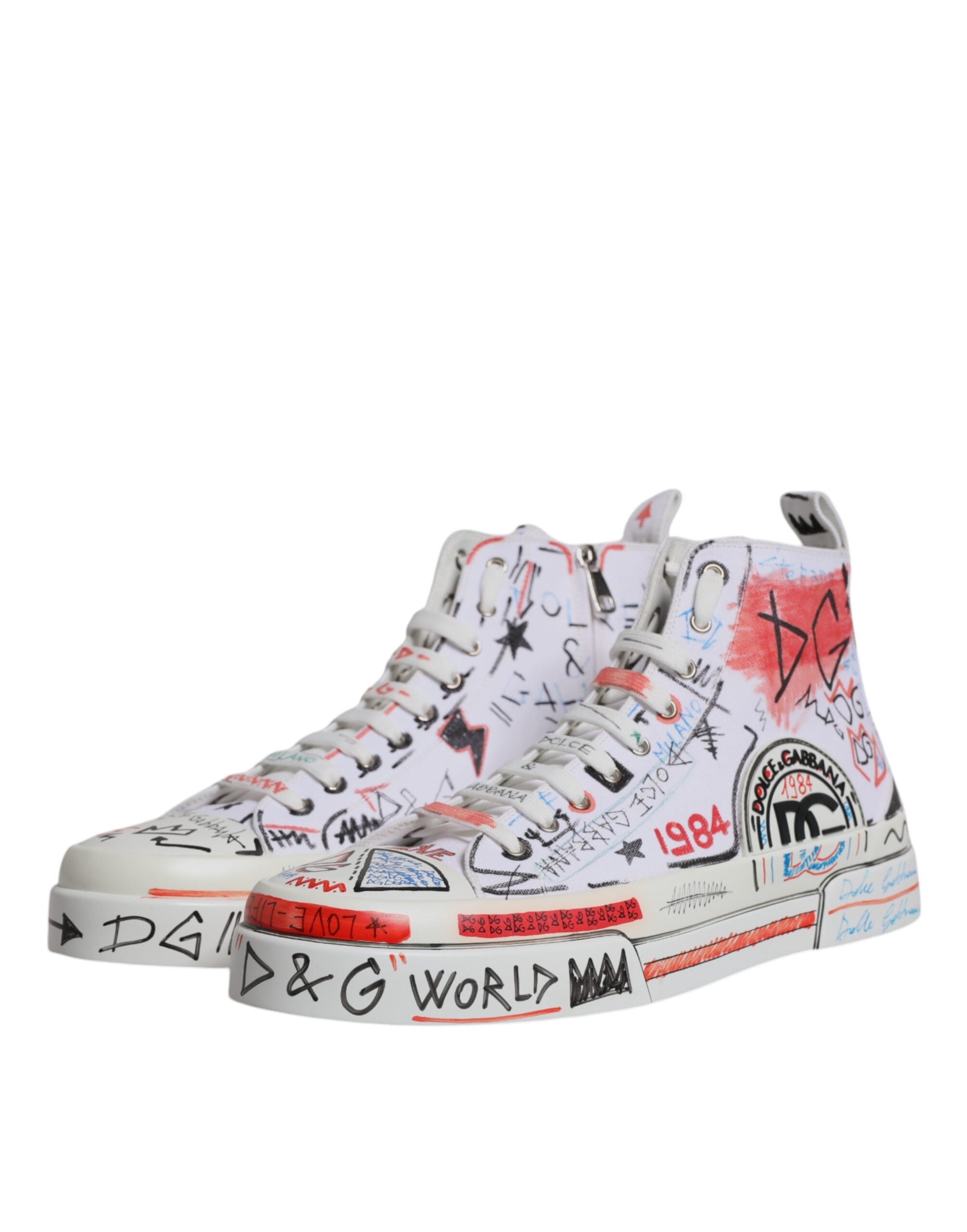 Dolce & Gabbana Vita Bomullsgraffiti Höga Sneakers