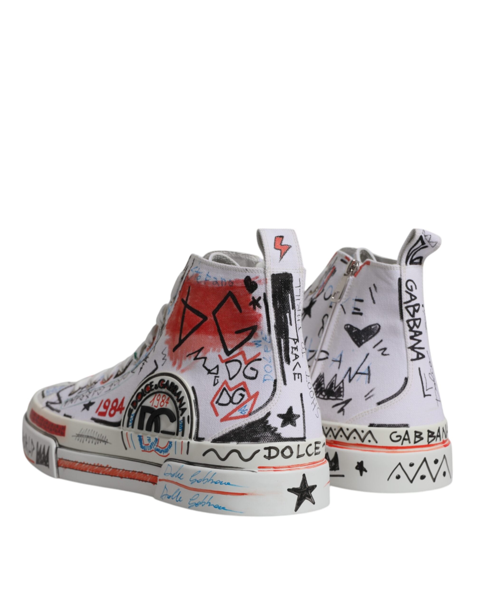 Dolce & Gabbana Vita Bomullsgraffiti Höga Sneakers