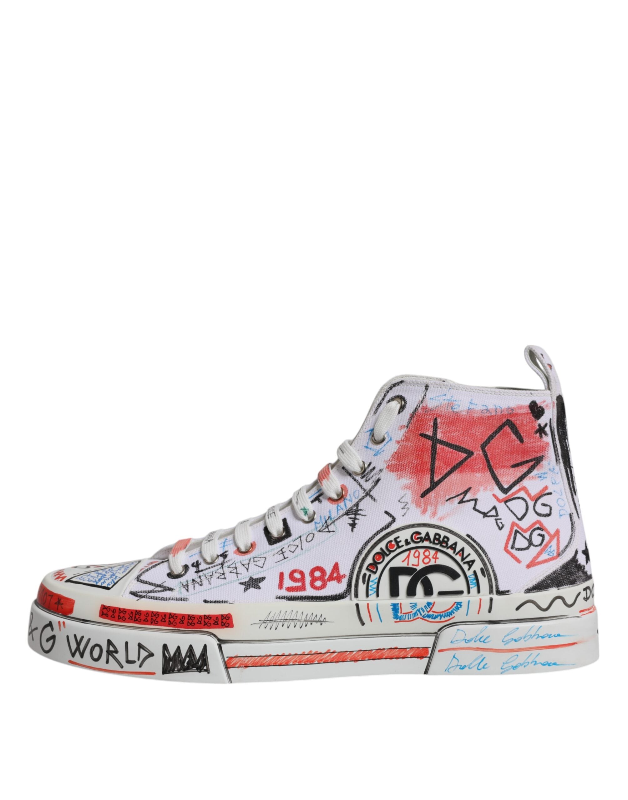 Dolce & Gabbana Vita Bomullsgraffiti Höga Sneakers