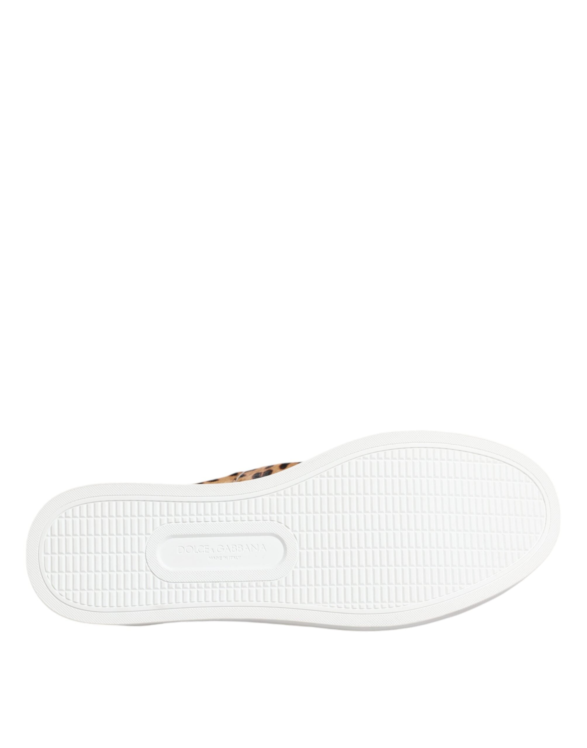 Dolce & Gabbana Brun Kalvskinnspäls Leopard Herr Sneakers Skor