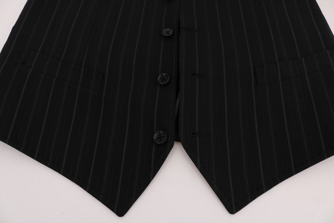 Dolce & Gabbana Svart STAFF Bomullsrandigt Väst