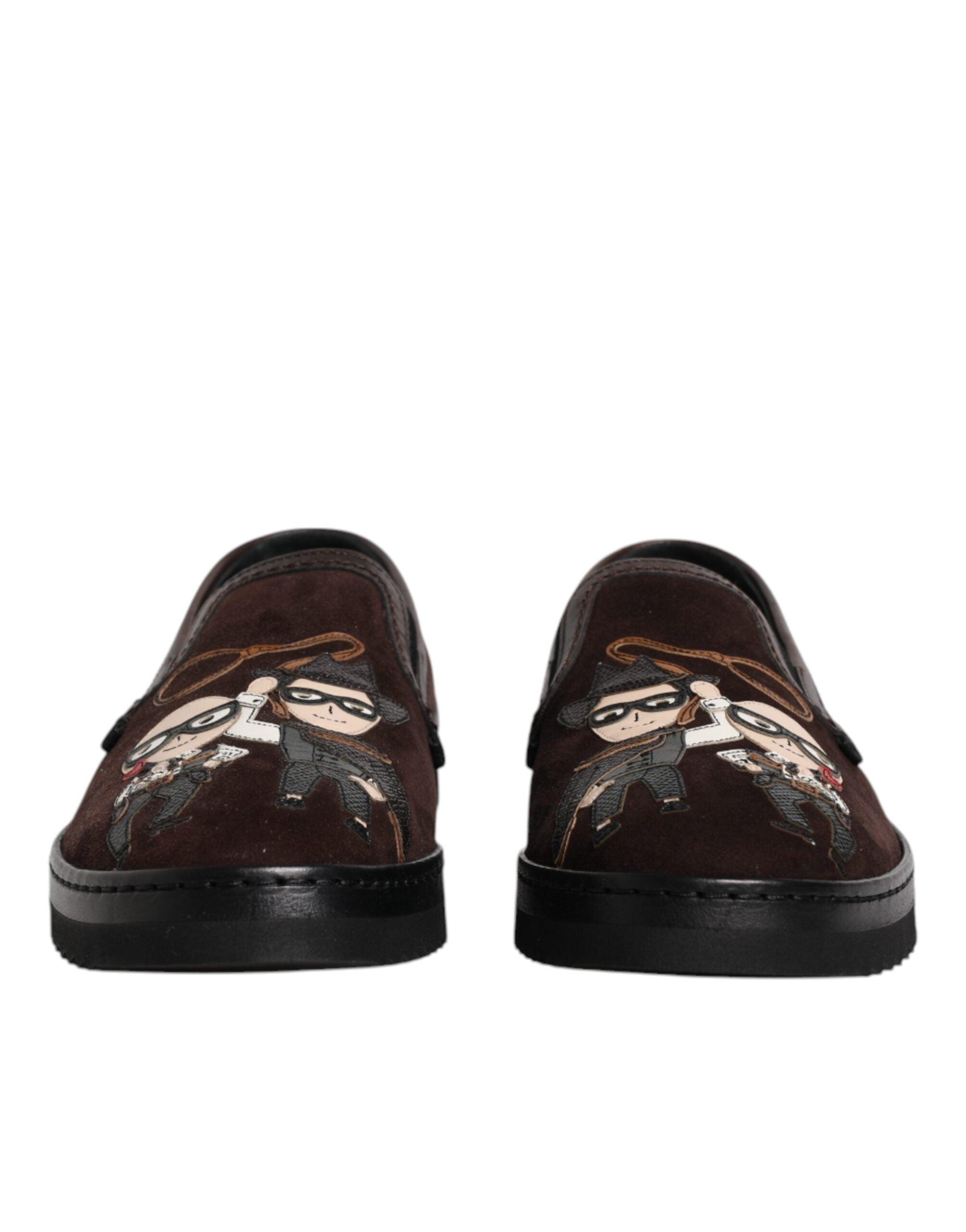 Dolce & Gabbana Bruna Mocka DG Family Slip On Flats Skor