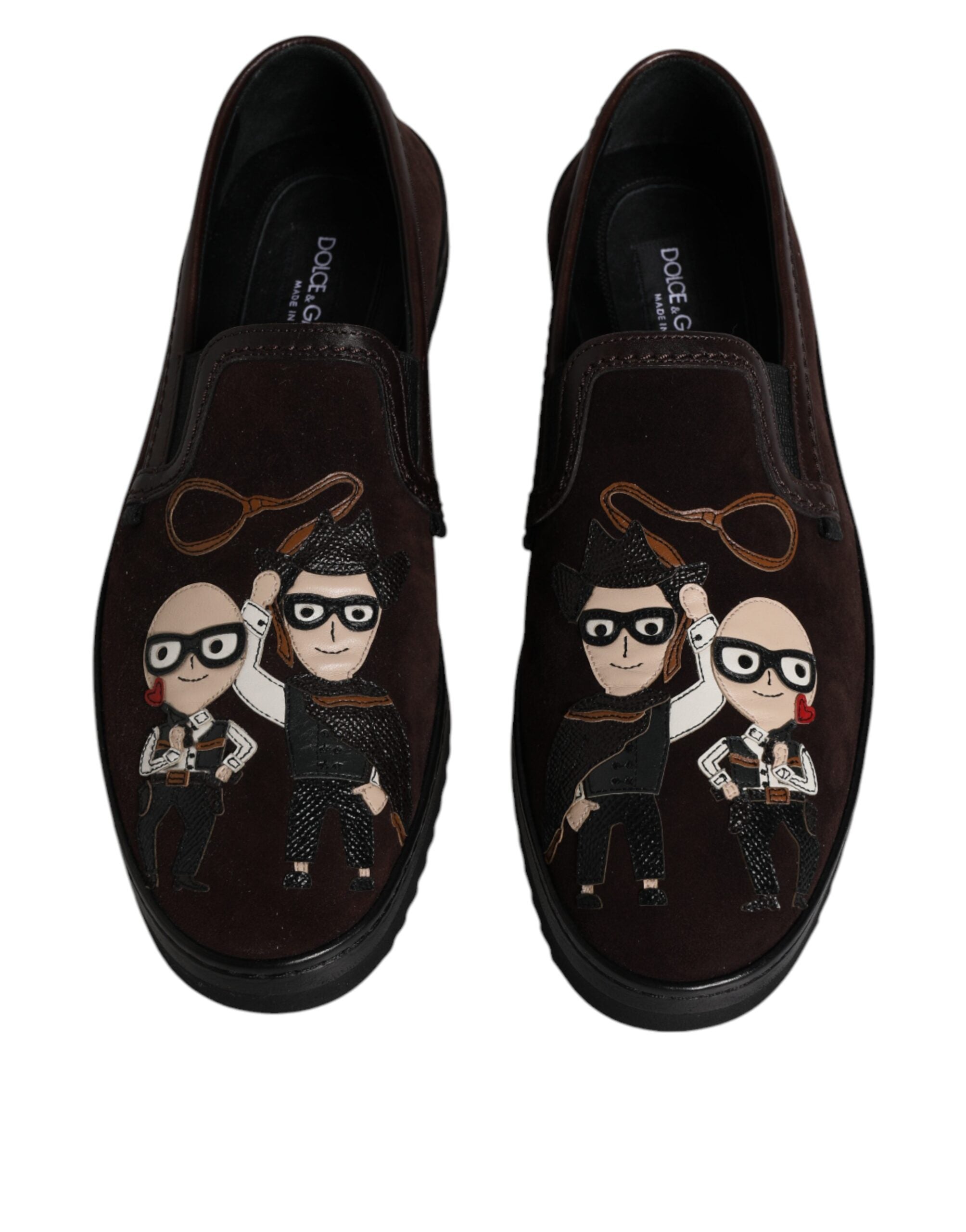 Dolce & Gabbana Bruna Mocka DG Family Slip On Flats Skor
