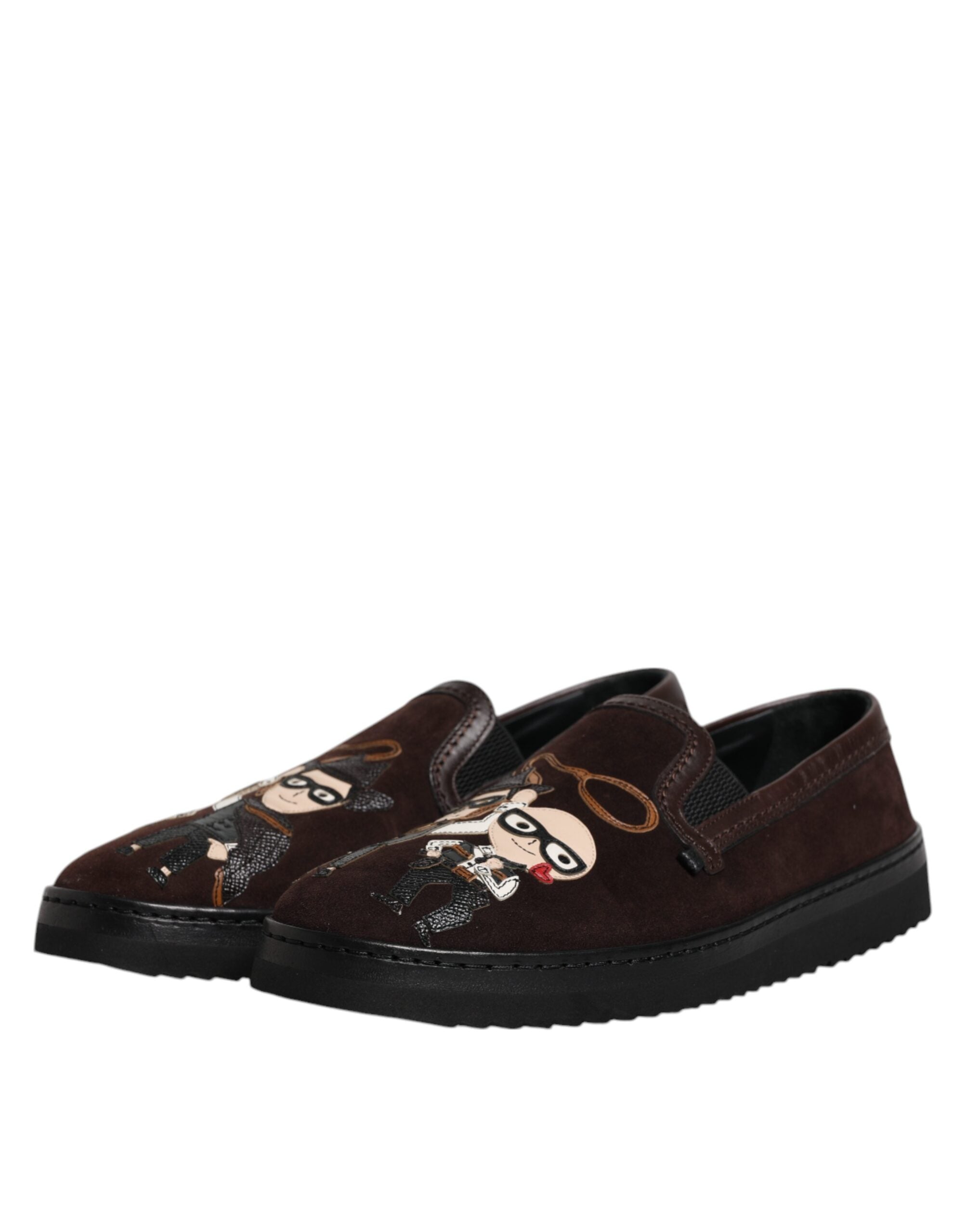 Dolce & Gabbana Bruna Mocka DG Family Slip On Flats Skor