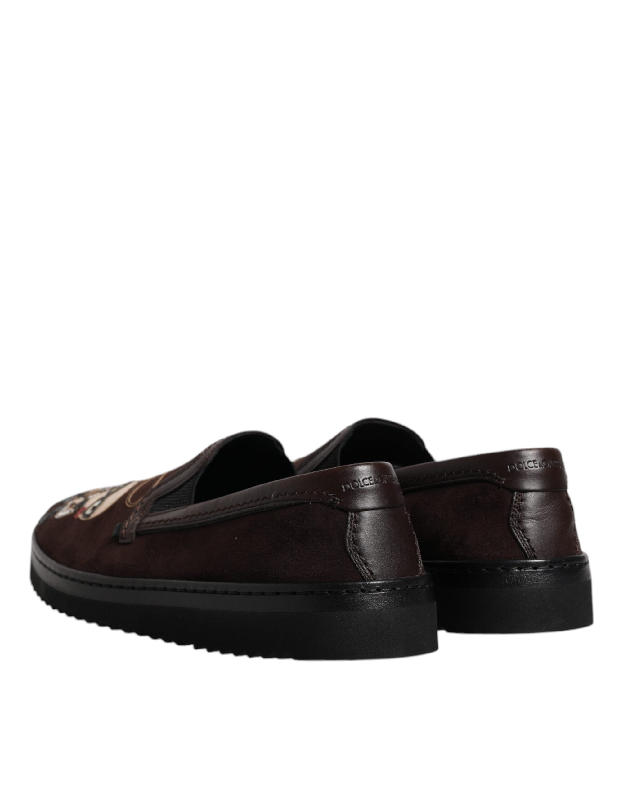 Dolce & Gabbana Bruna Mocka DG Family Slip On Flats Skor