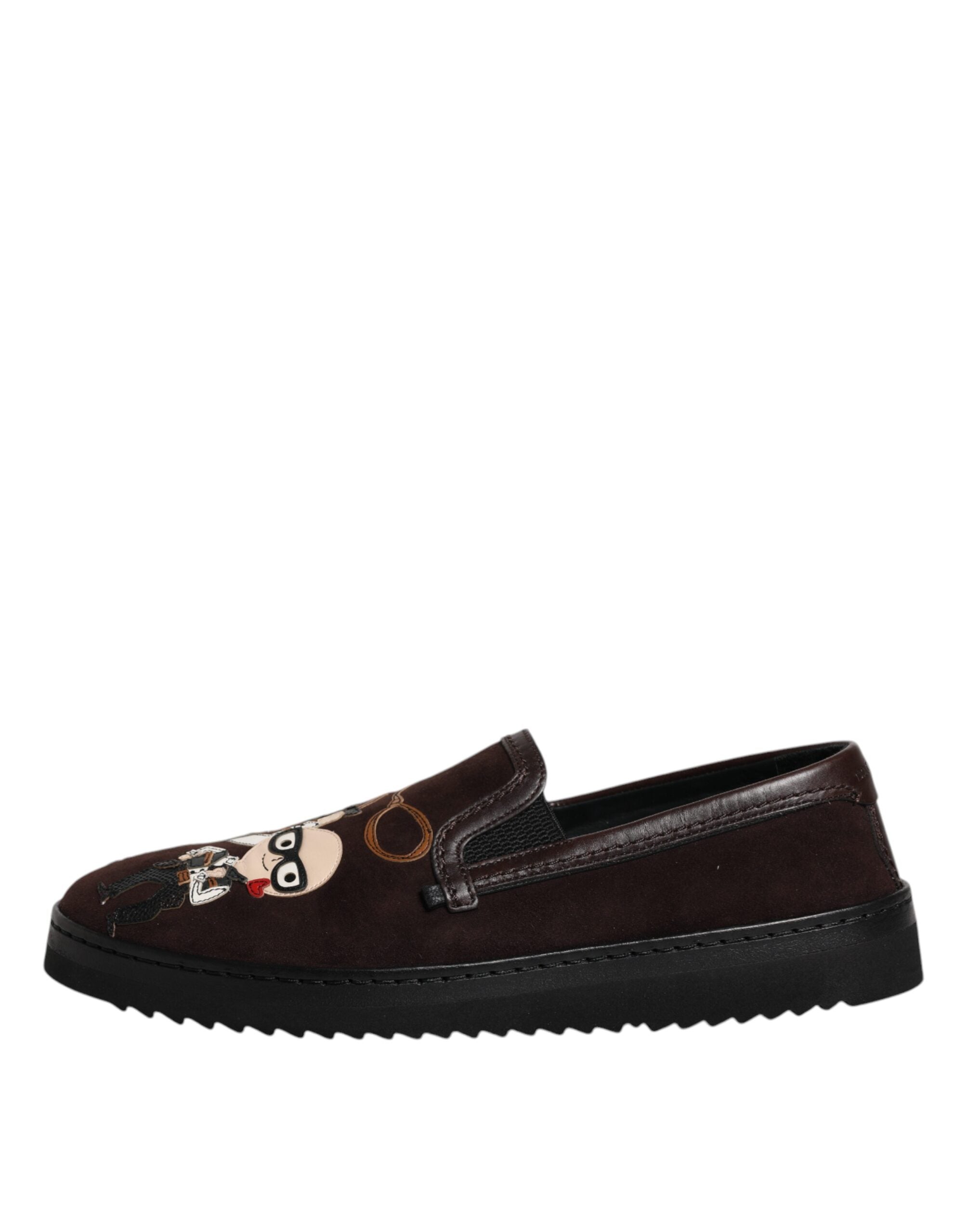 Dolce & Gabbana Bruna Mocka DG Family Slip On Flats Skor