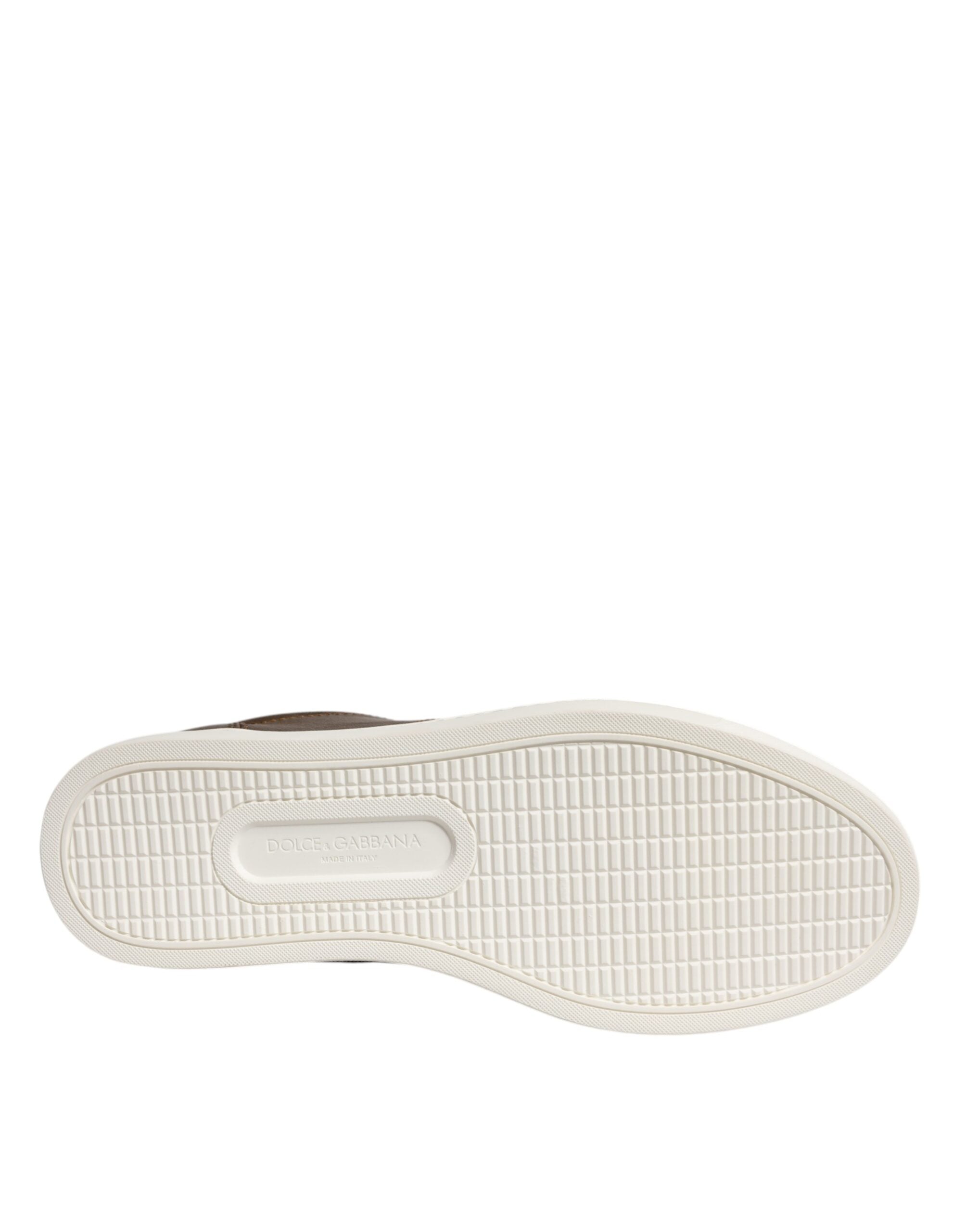 Dolce & Gabbana Guldfärgade Läderlogotyp London Herr Sneakers Skor