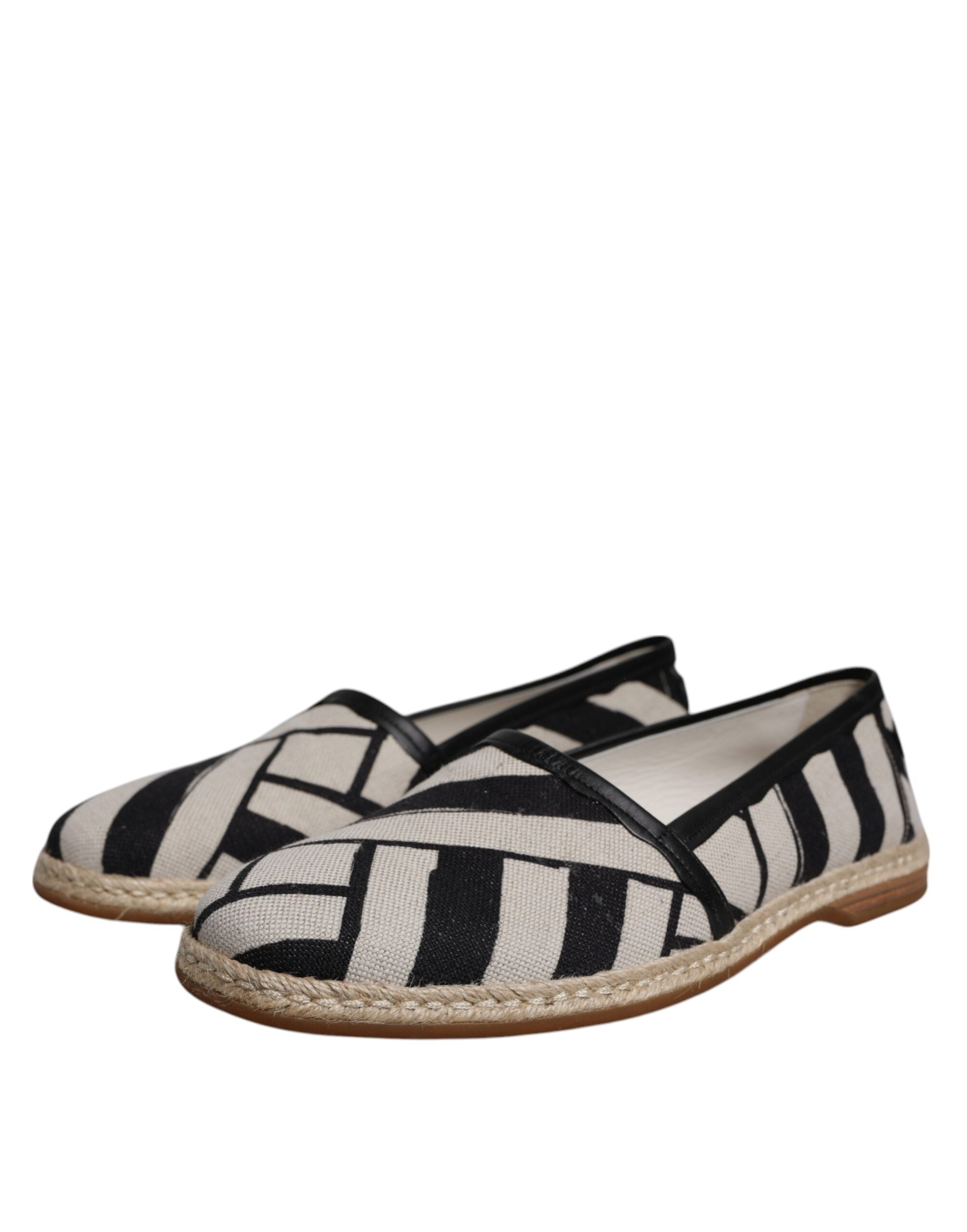 Dolce & Gabbana Svarta Vita Randiga Slip On Espadrilleskor