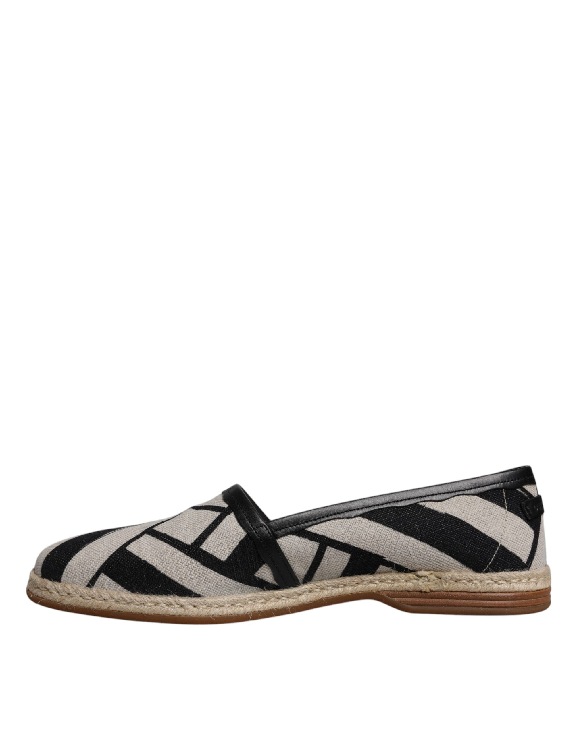 Dolce & Gabbana Svarta Vita Randiga Slip On Espadrilleskor