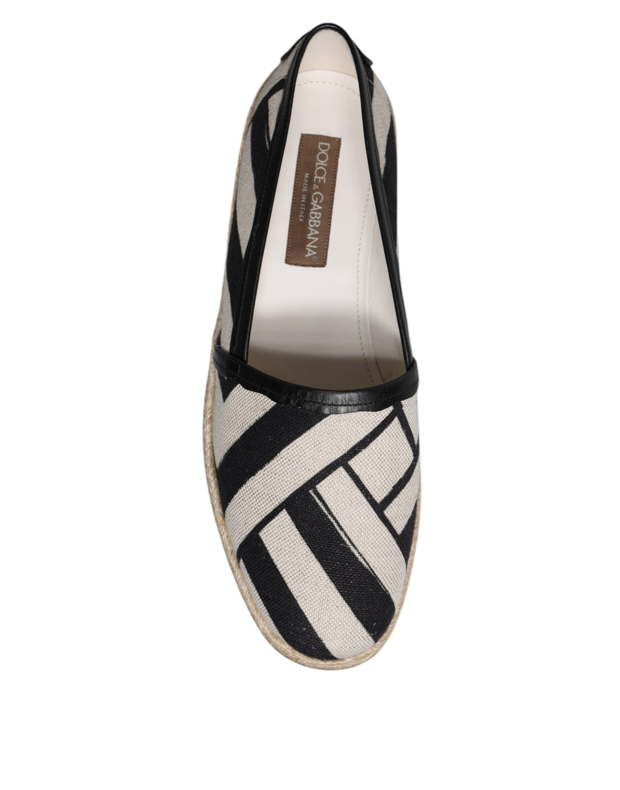 Dolce & Gabbana Svarta Vita Randiga Slip On Espadrilleskor
