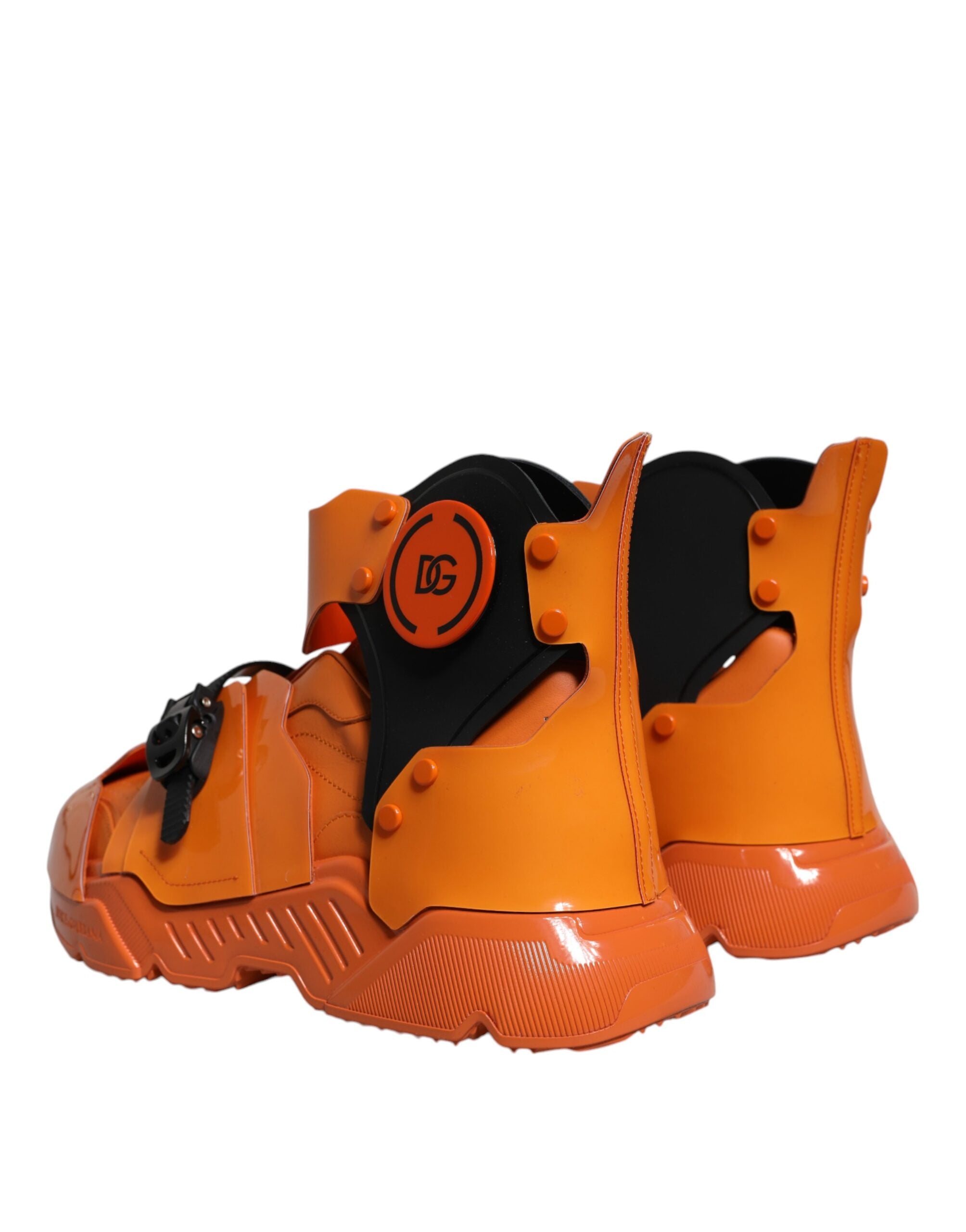 Dolce & Gabbana Orange Multi Panel Chunky High Top Sneakers Skor