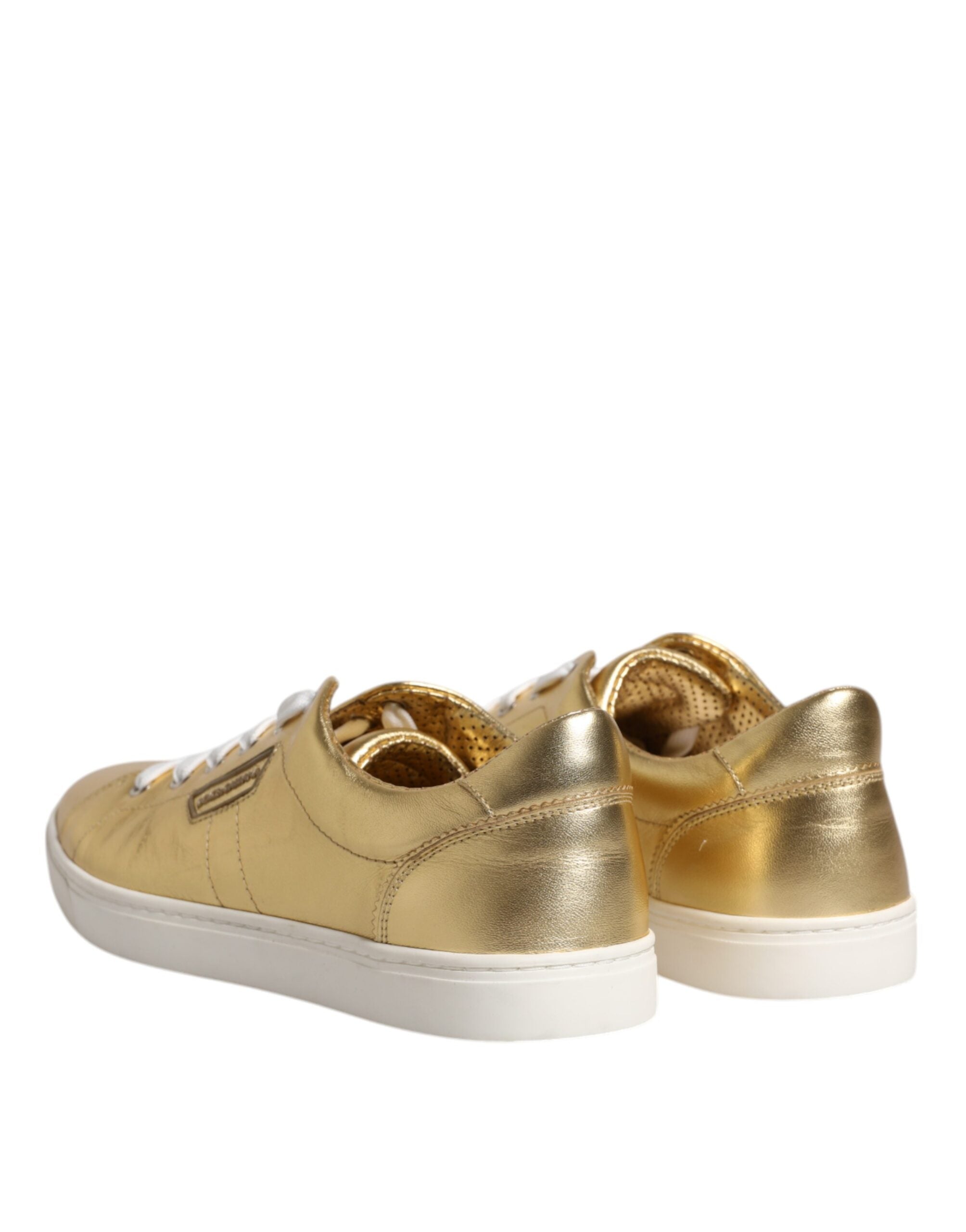 Dolce & Gabbana Guld Läder Logo London Herr Sneakers Skor