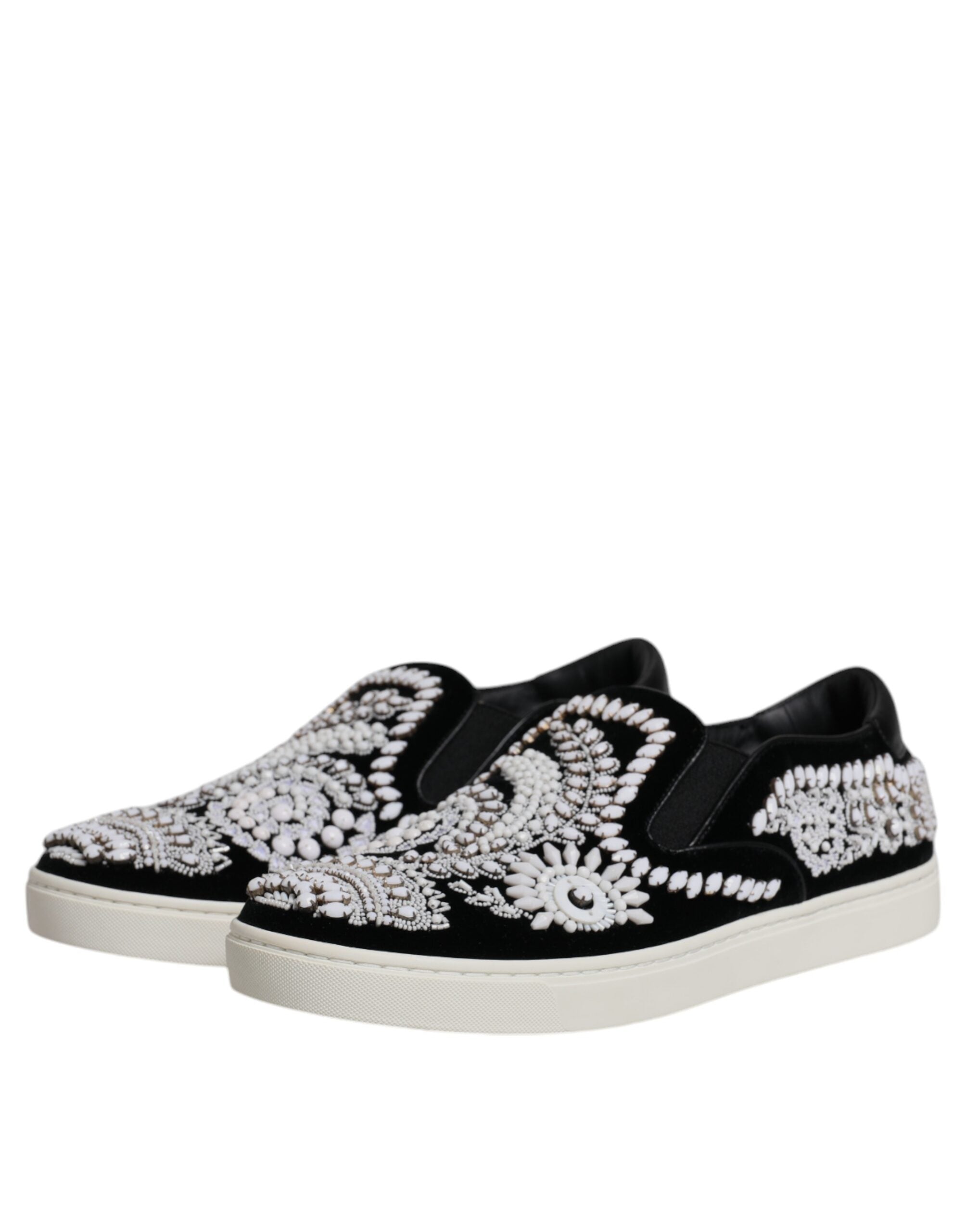 Dolce & Gabbana Svarta Utsmyckade London Herr Slip-On Skor