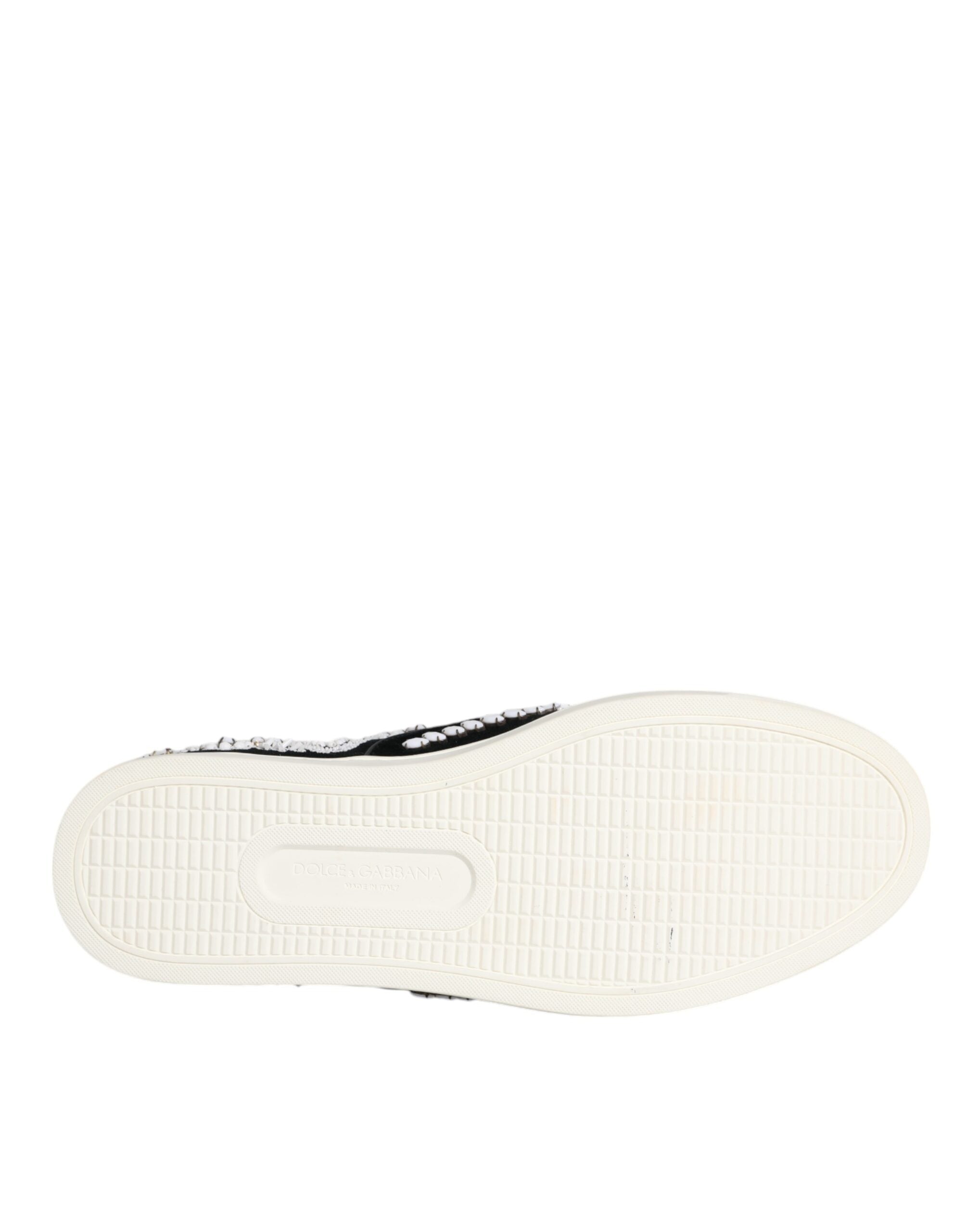 Dolce & Gabbana Svarta Utsmyckade London Herr Slip-On Skor