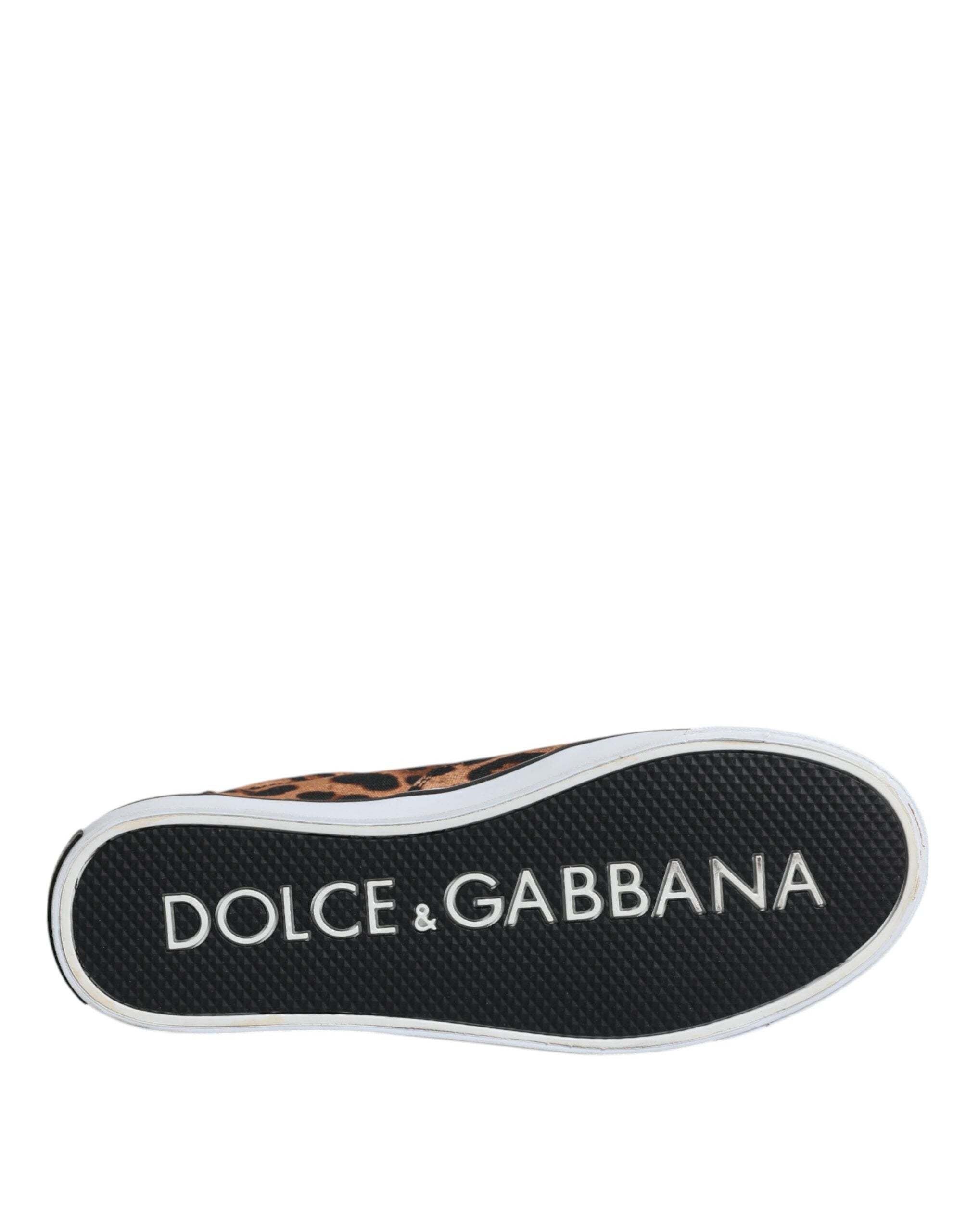 Dolce & Gabbana Bruna Leopard Logotyptryck Bomullssneakers Skor