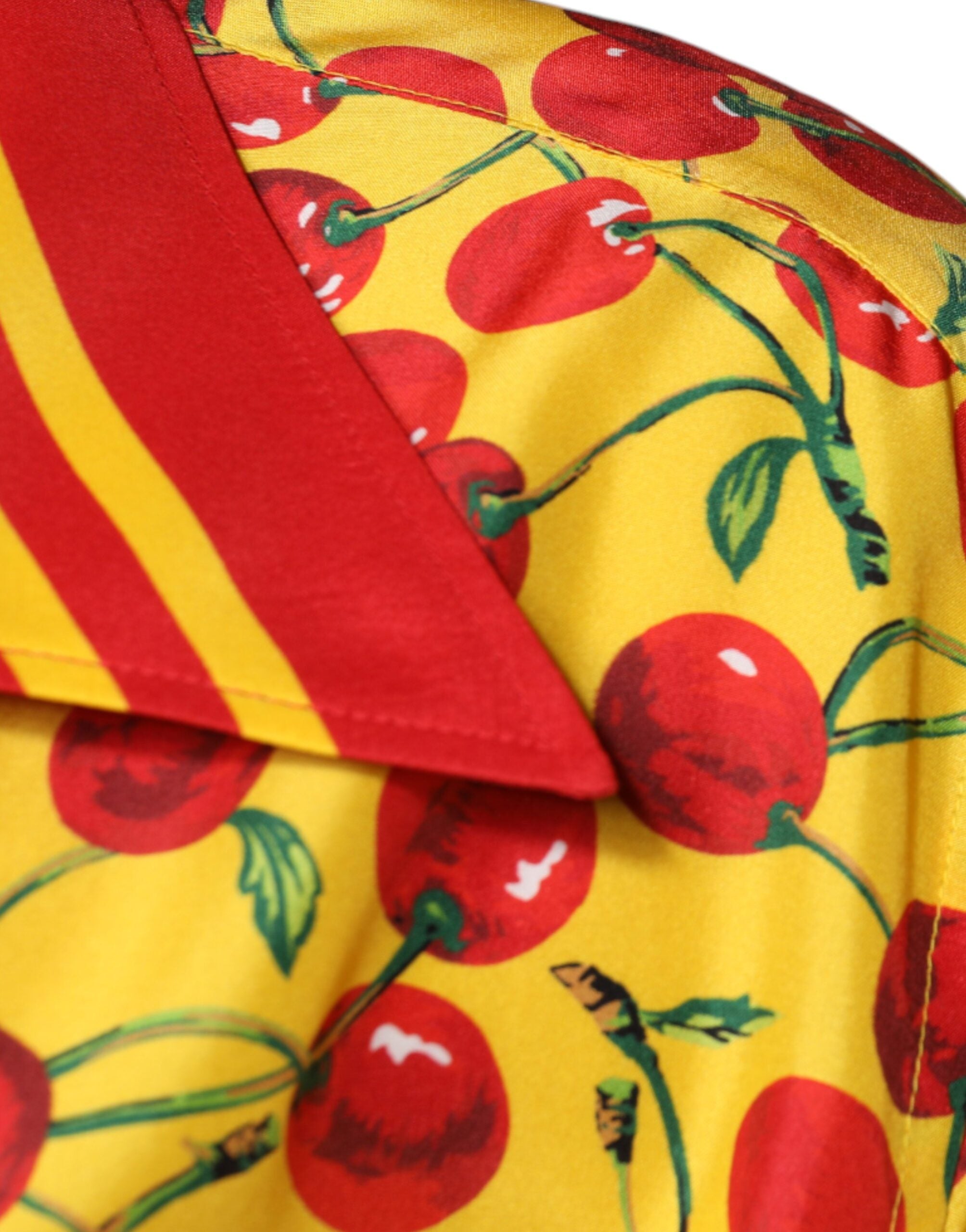 Dolce & Gabbana Gul Körsbärsfärgad Sidenskjorta med Knappar