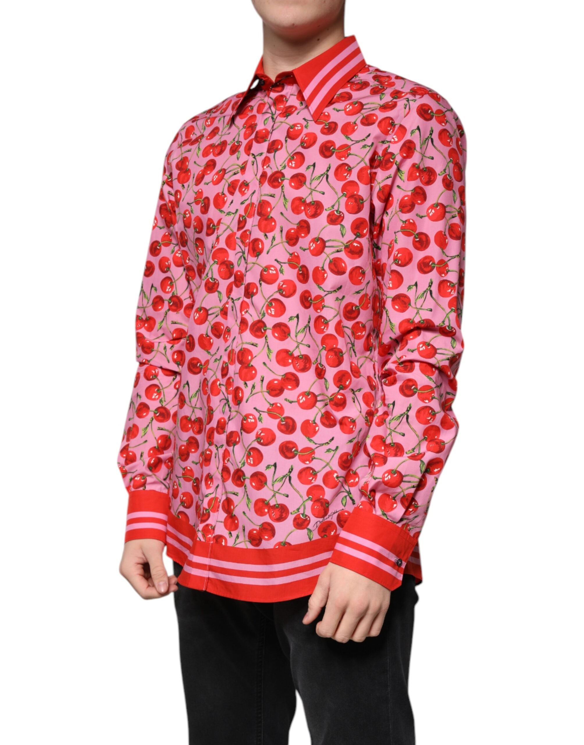 Dolce & Gabbana Rosa Körsbärsbomull Formell MARTINI Klänningskjorta