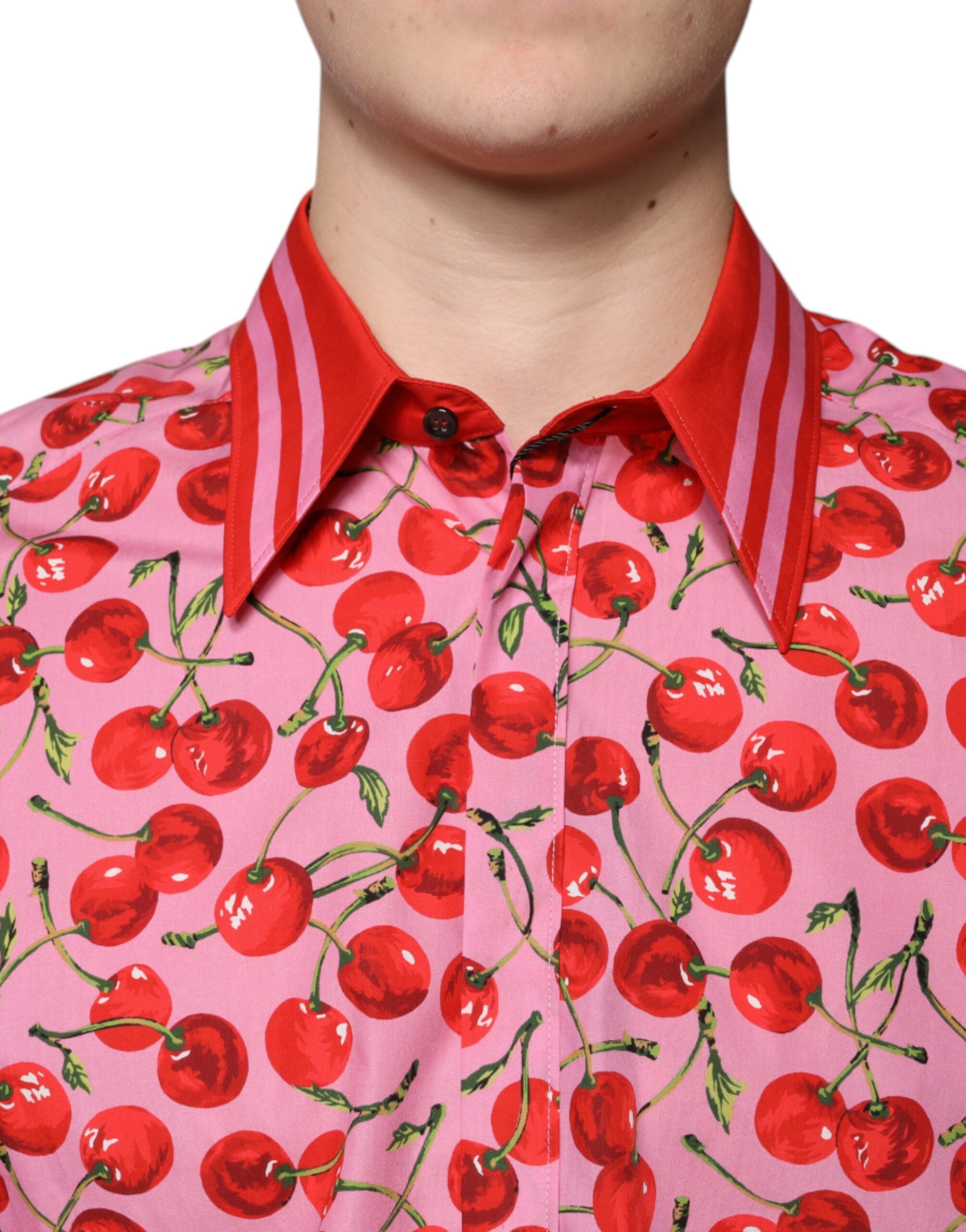 Dolce & Gabbana Rosa Körsbärsbomull Formell MARTINI Klänningskjorta