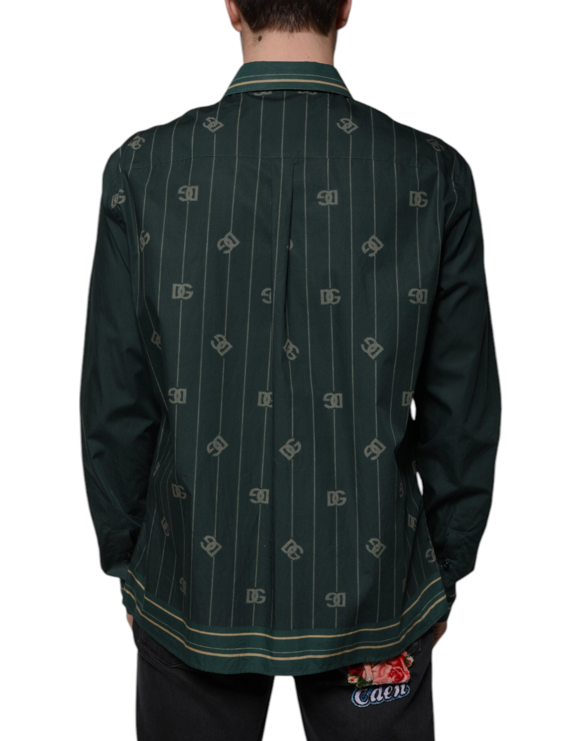 Dolce & Gabbana Grön Logotyp Långärmad MARTINI Casual Skjorta