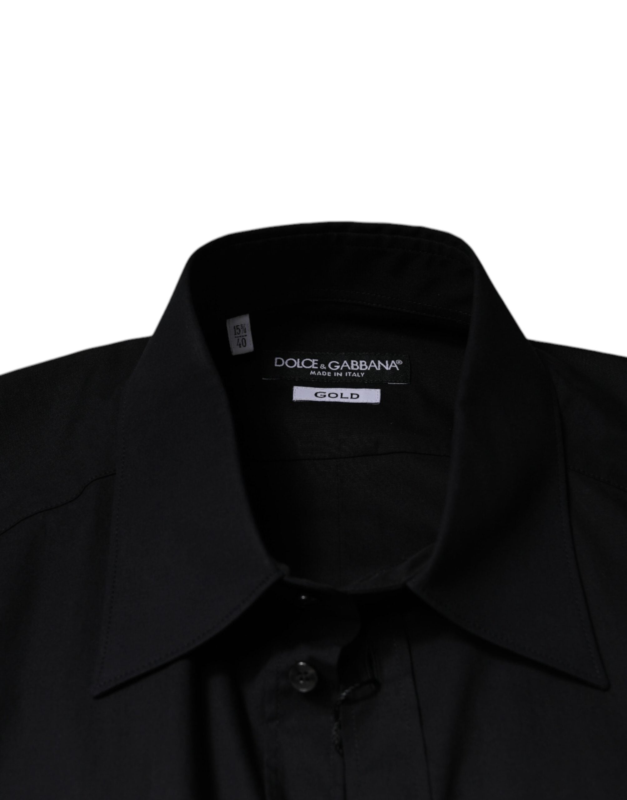 Dolce & Gabbana Svart Ögonlapp Långärmad GULDIG Klänningskjorta