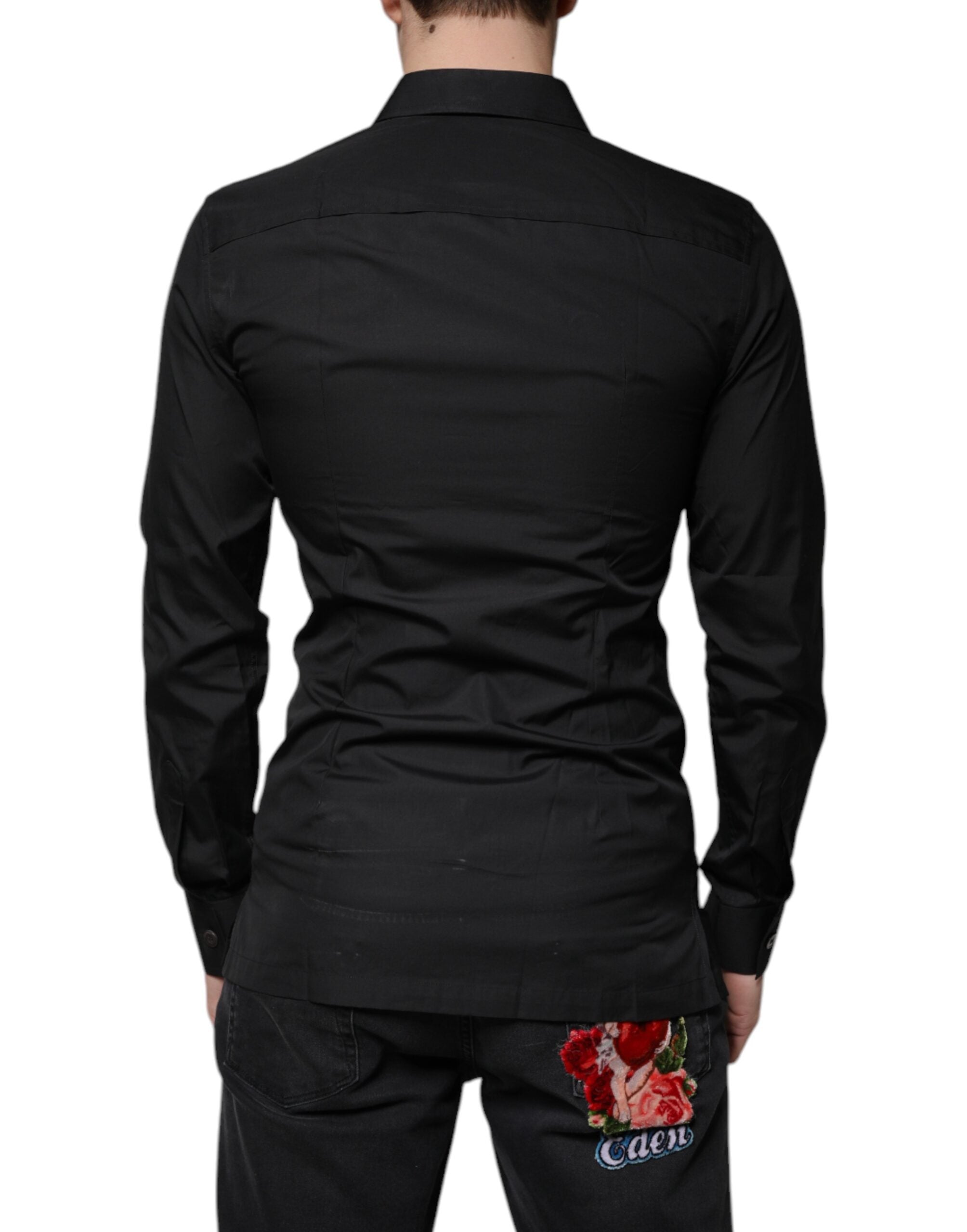 Dolce & Gabbana Svart Bomulls Formell Långärmad Klänningskjorta