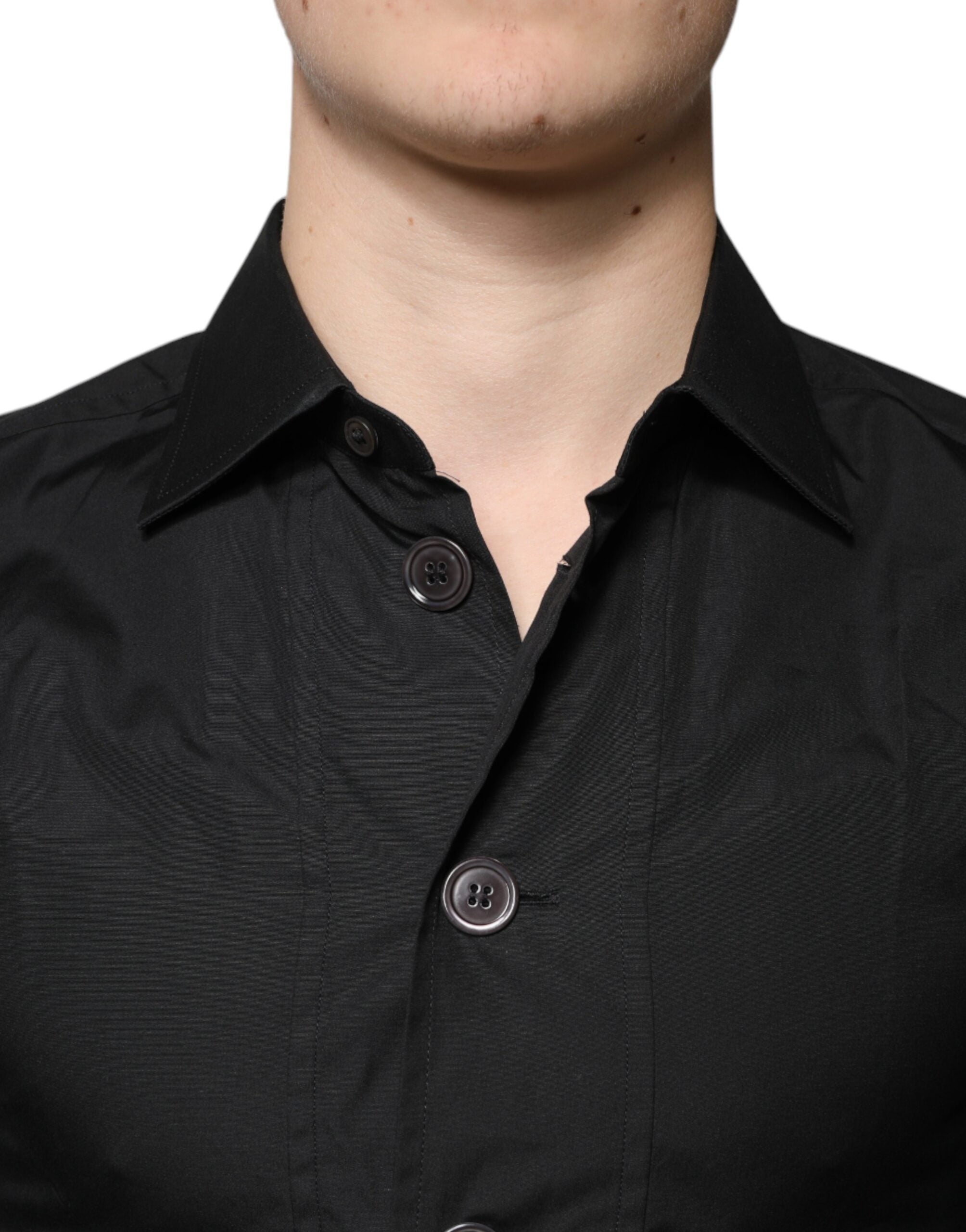 Dolce & Gabbana Svart Bomulls Formell Långärmad Klänningskjorta