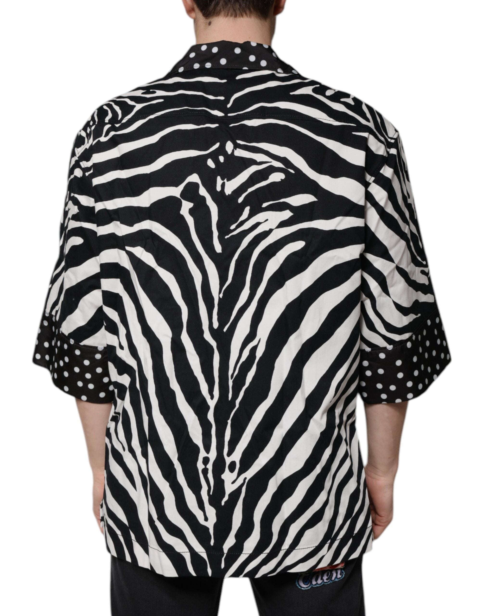 Dolce & Gabbana Svartvit Zebraskjorta med knappar i överdimensionerad storlek