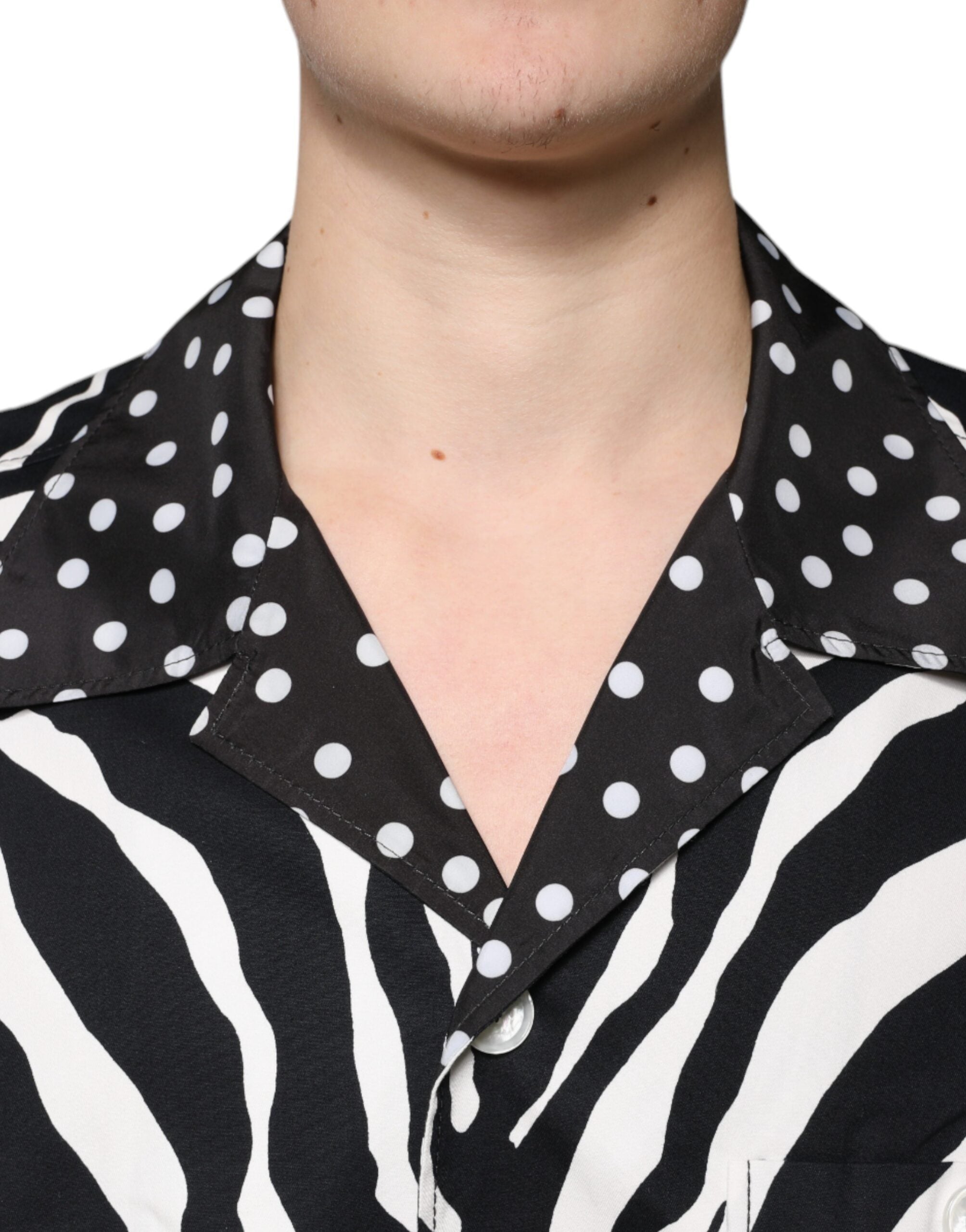Dolce & Gabbana Svartvit Zebraskjorta med knappar i överdimensionerad storlek