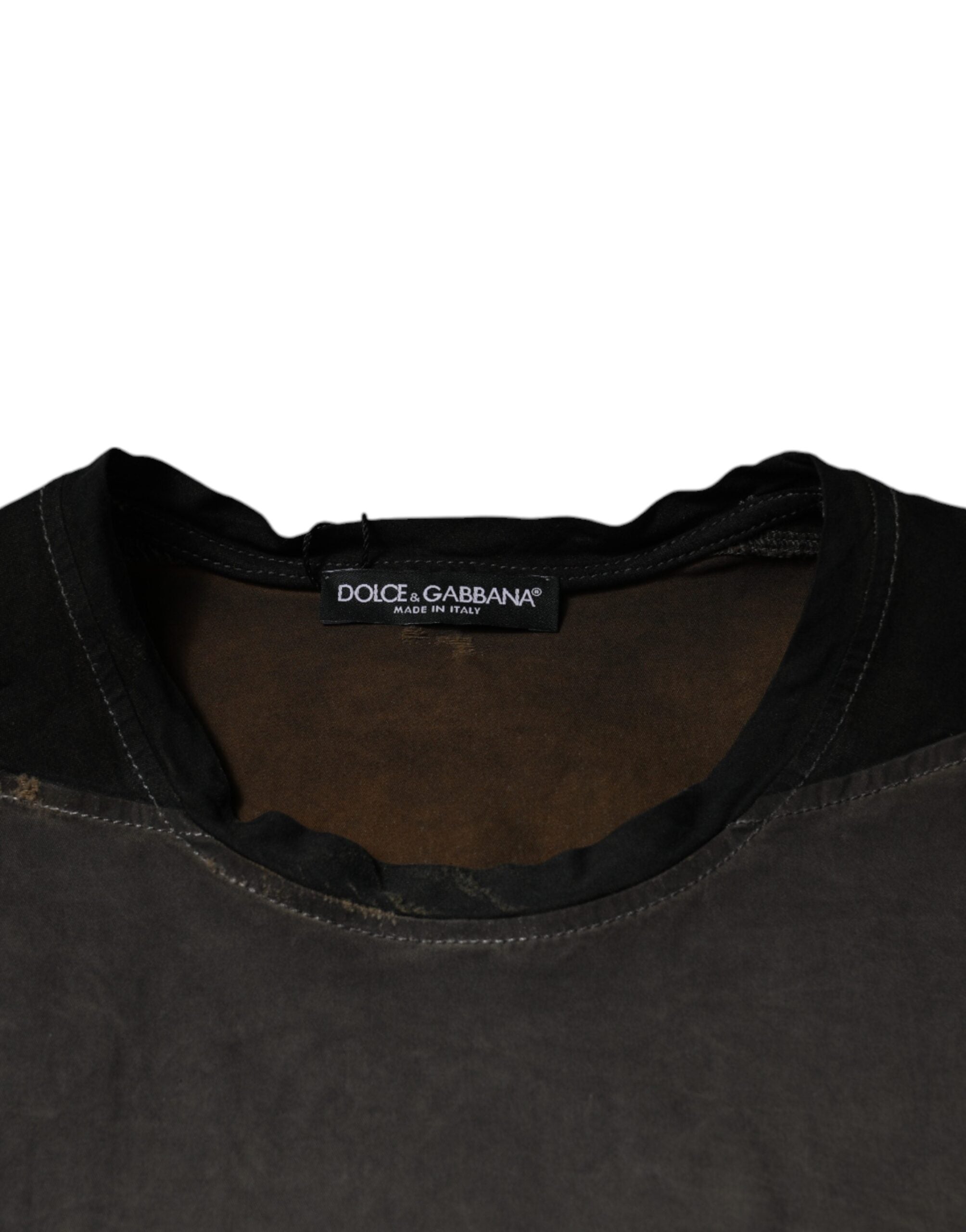 Dolce & Gabbana Brun Grafiskt Tryckt Bomulls-T-shirt Rund Halsad