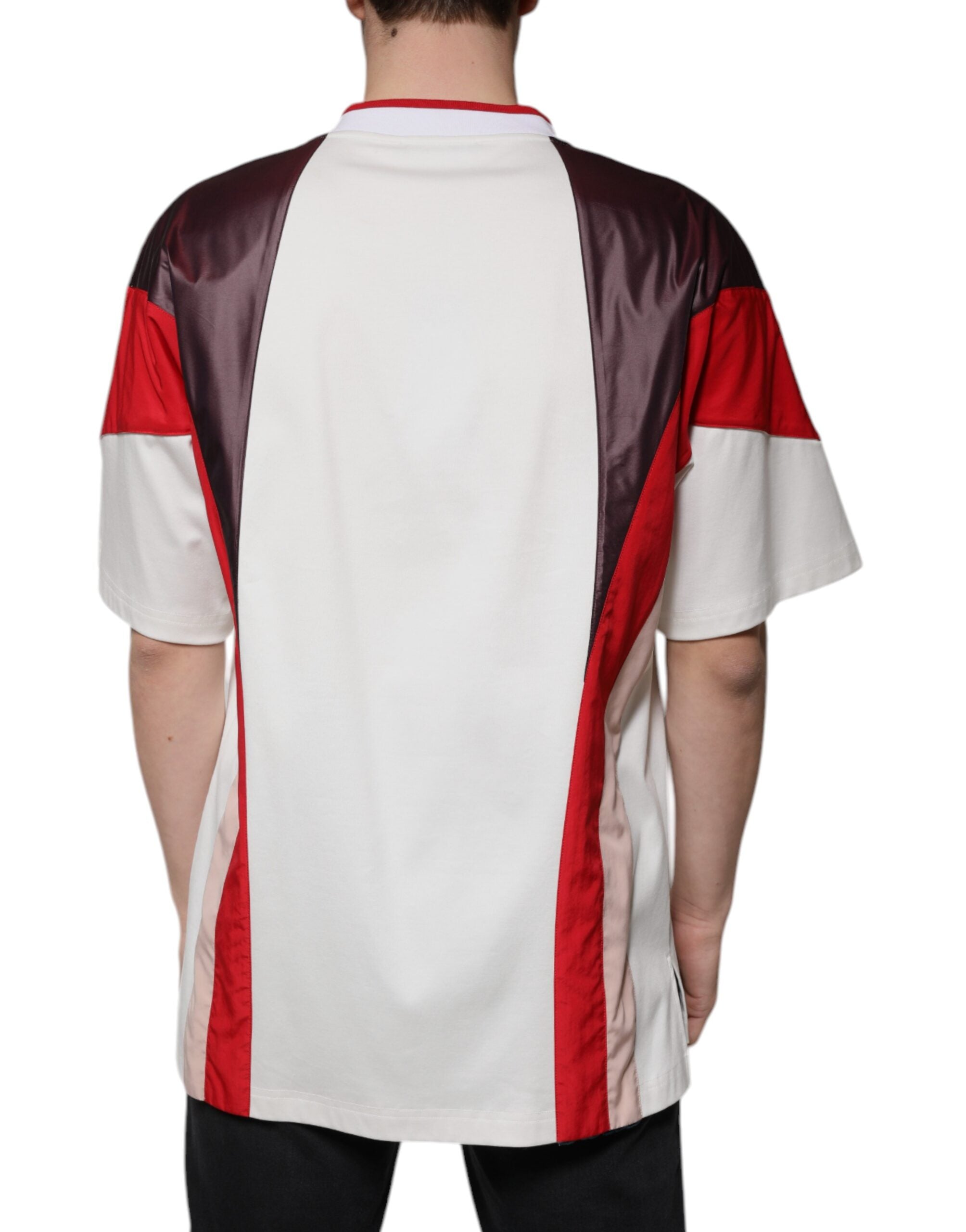 Dolce & Gabbana Flerfärgad Logo Jersey Bomulls T-shirt med V-ringning