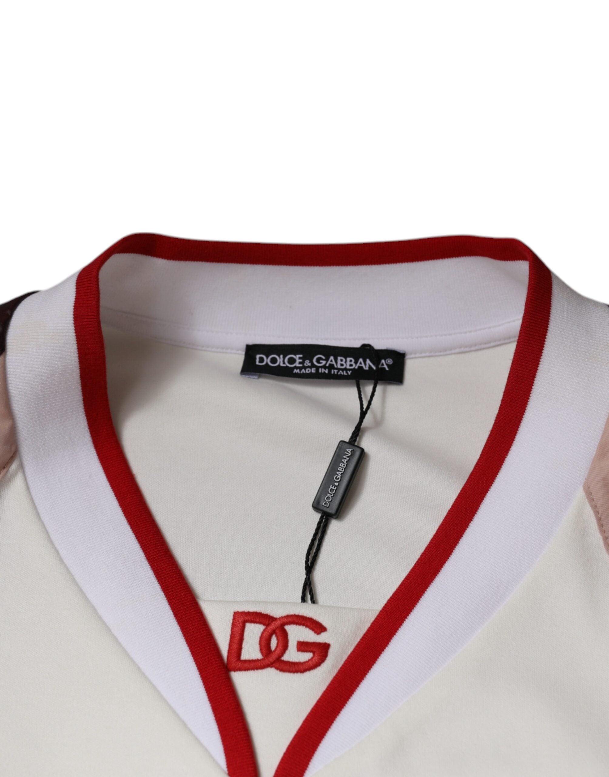 Dolce & Gabbana Flerfärgad Logo Jersey Bomulls T-shirt med V-ringning