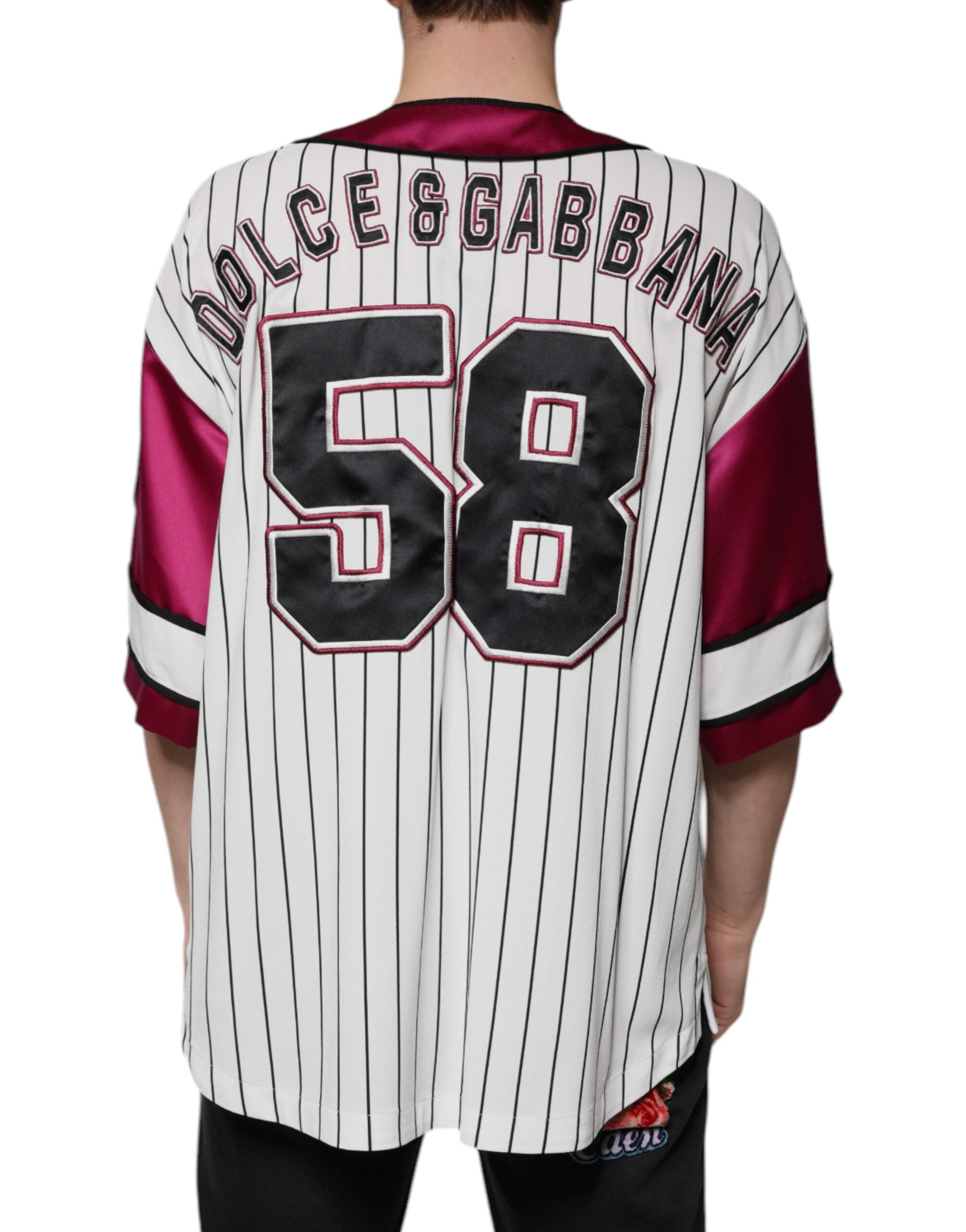 Dolce & Gabbana Flerfärgad Logotyp Jerseyknapp V-ringad T-shirt