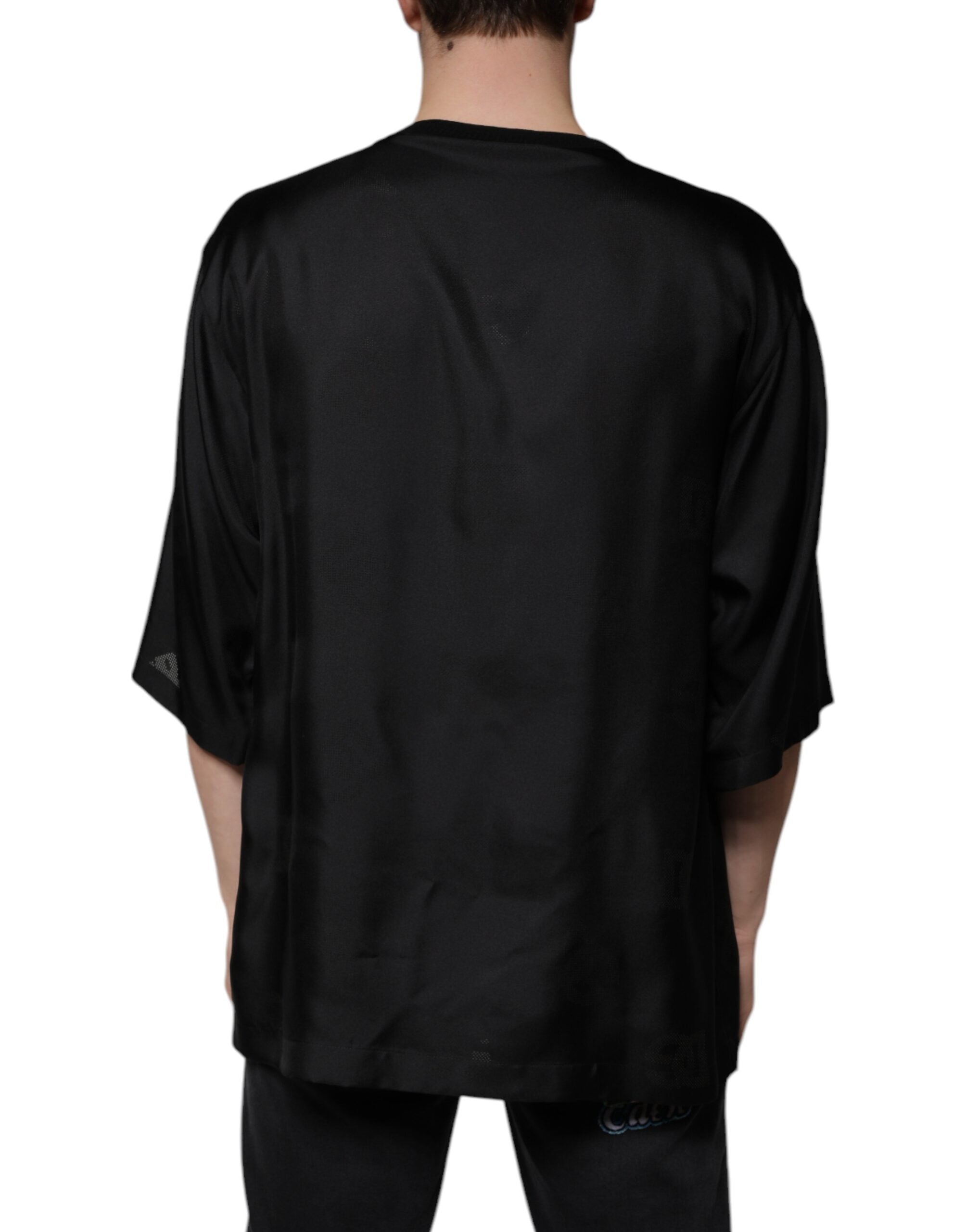 Dolce & Gabbana Svart bomulls-t-shirt med fyrkantig halsringning och kortärmad design