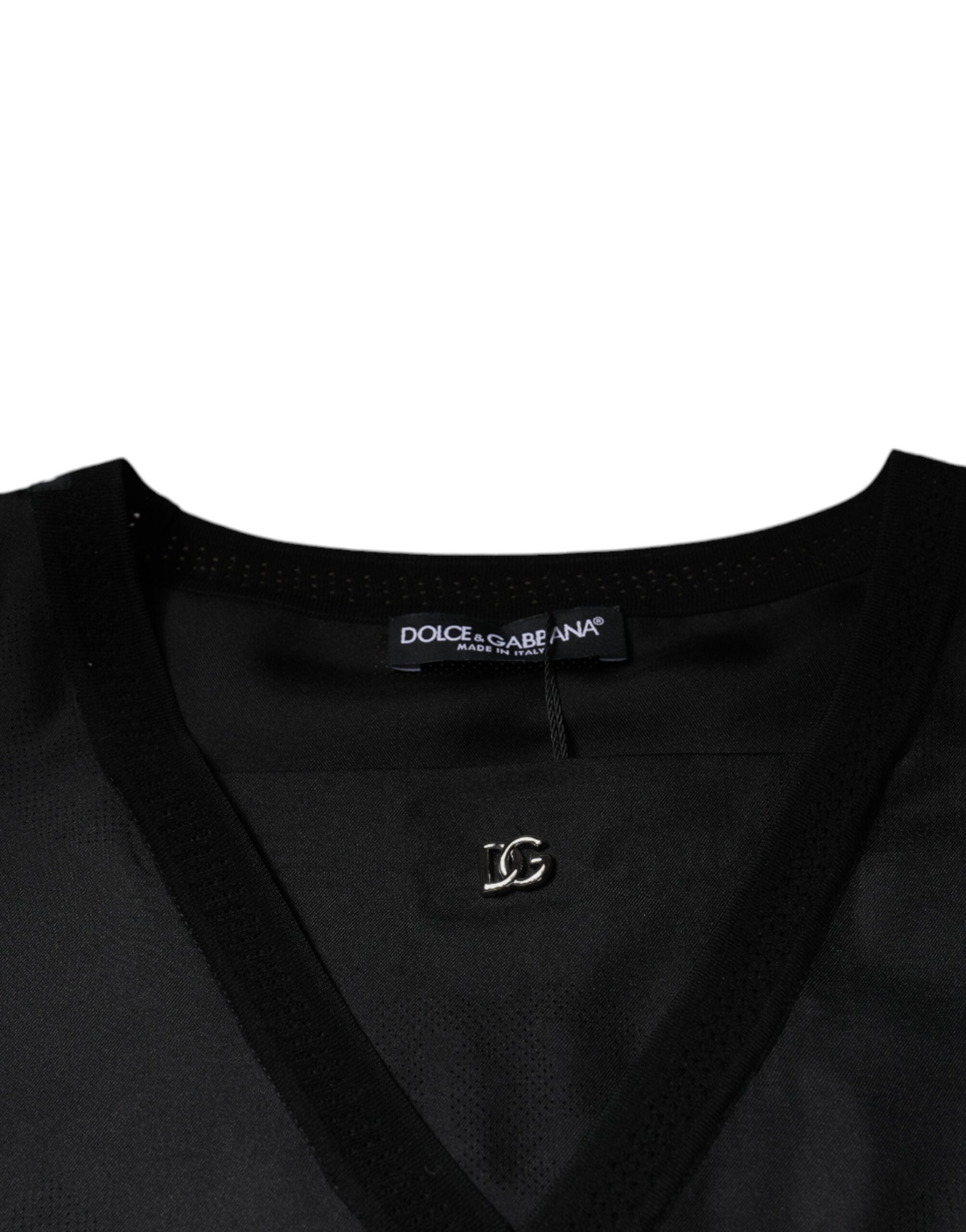 Dolce & Gabbana Svart bomulls-t-shirt med fyrkantig halsringning och kortärmad design