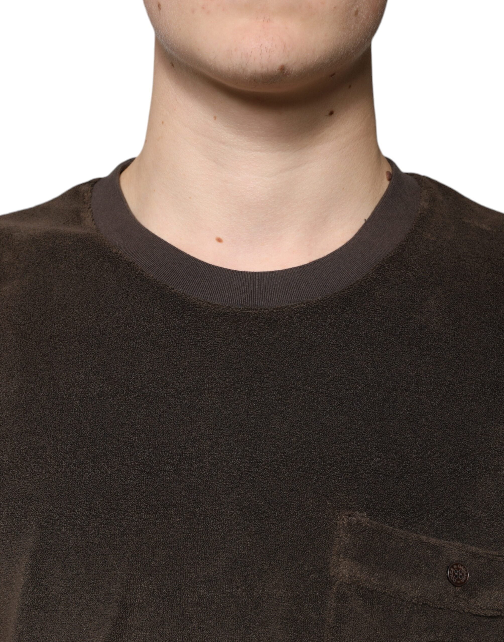 Dolce & Gabbana Brun Bomulls-T-shirt Med Rund Hals Och Korta Ärmar