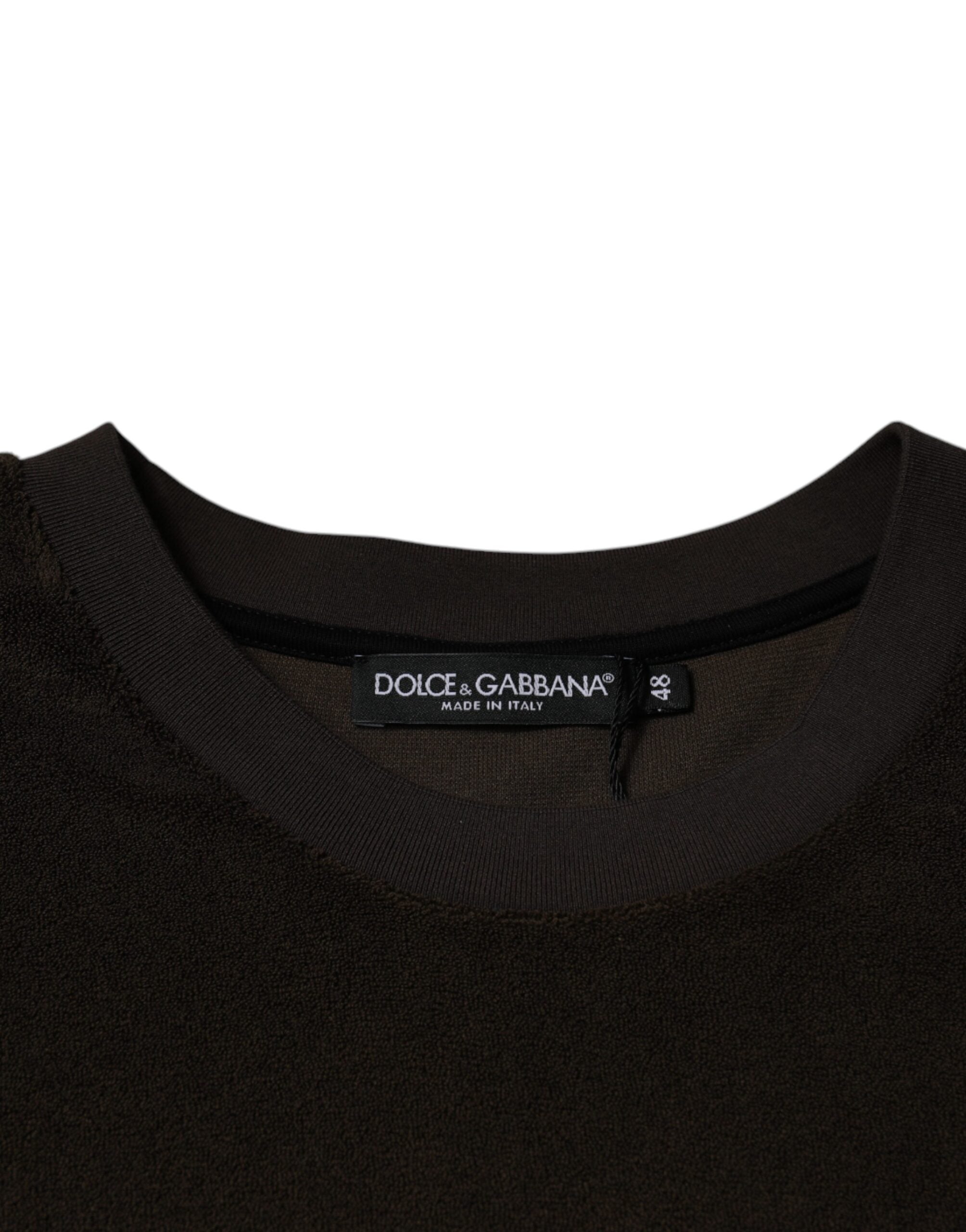 Dolce & Gabbana Brun Bomulls-T-shirt Med Rund Hals Och Korta Ärmar