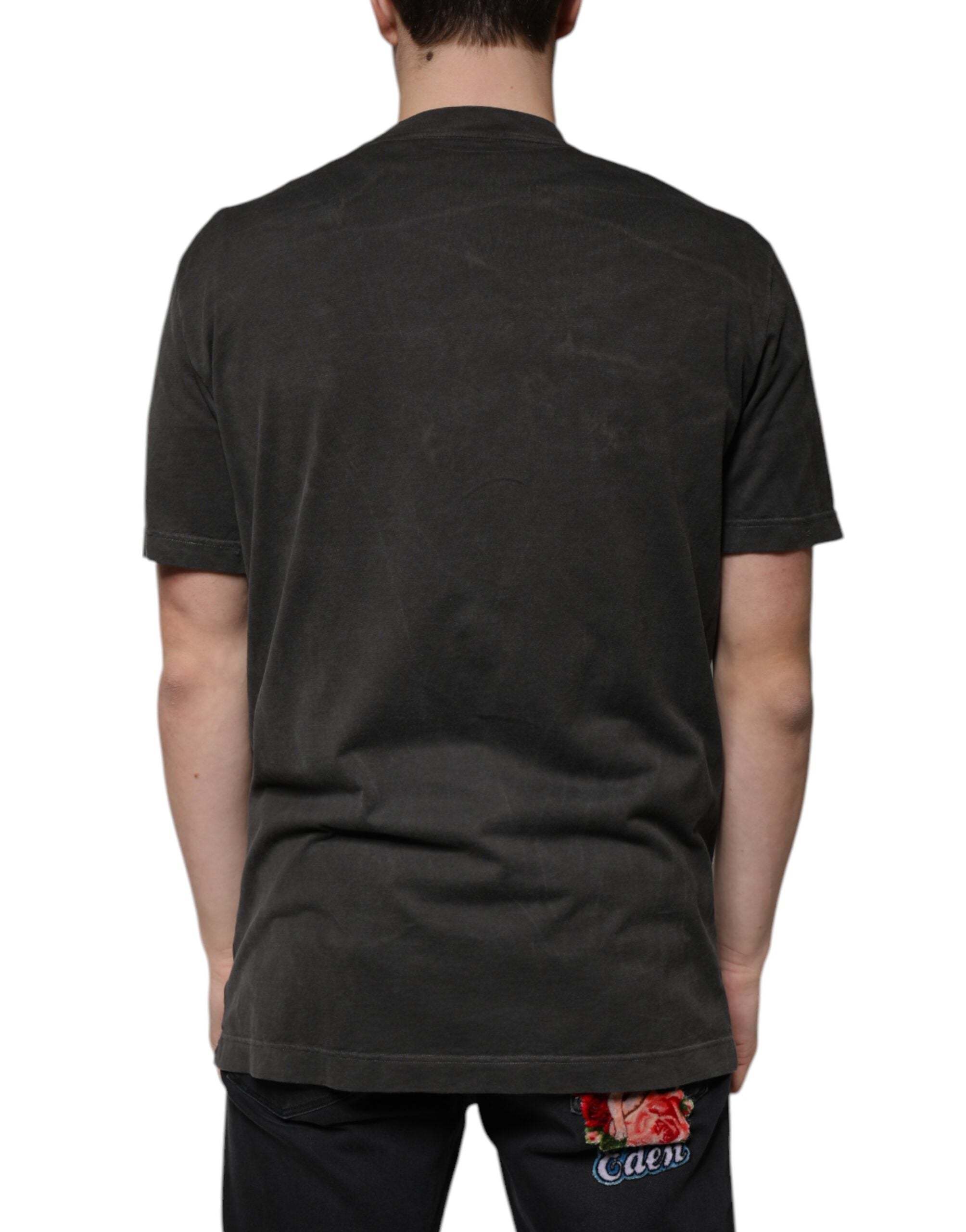 Dolce & Gabbana svart bomulls-t-shirt med rund hals och korta ärmar