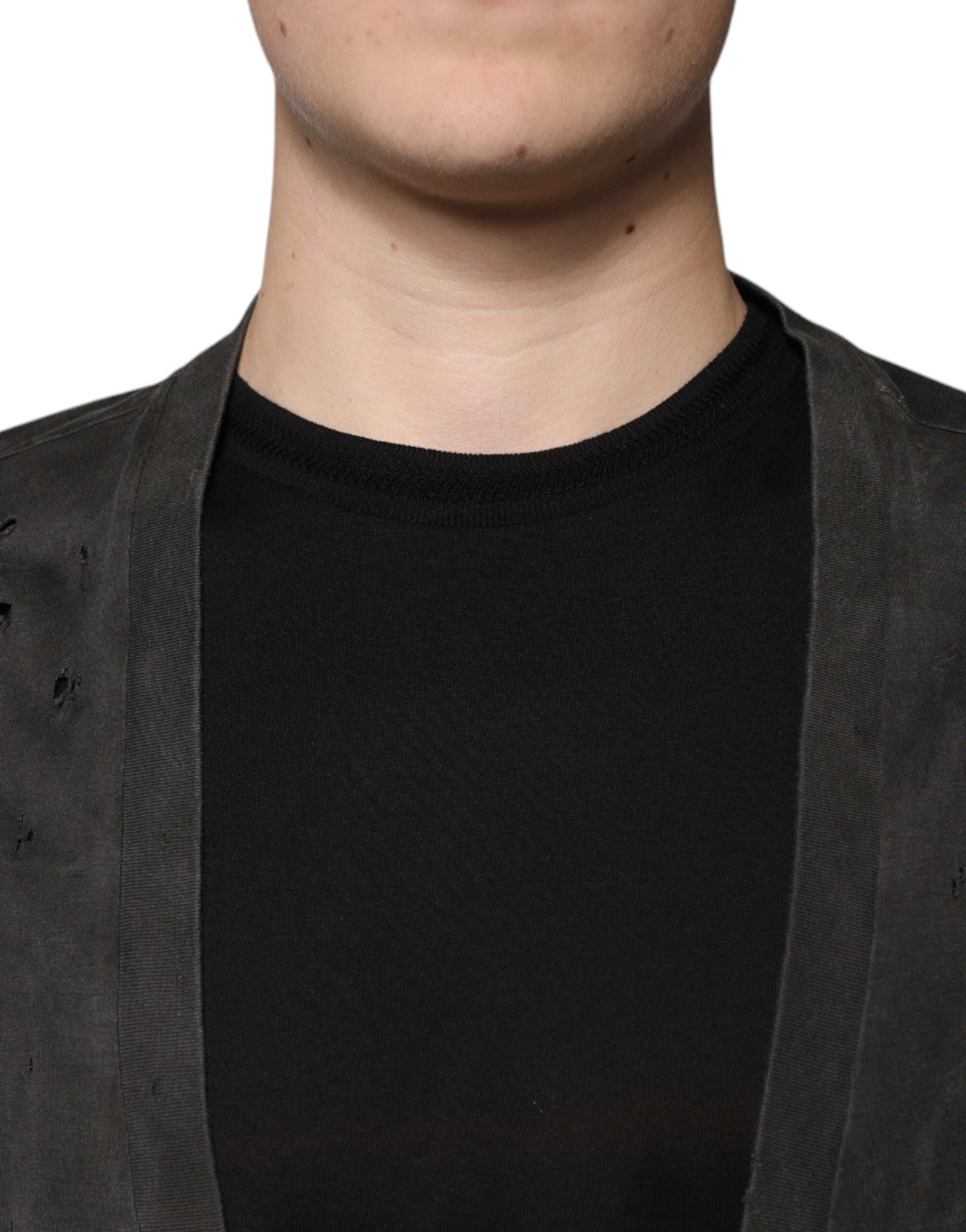 Dolce & Gabbana svart bomulls-t-shirt med rund hals och korta ärmar